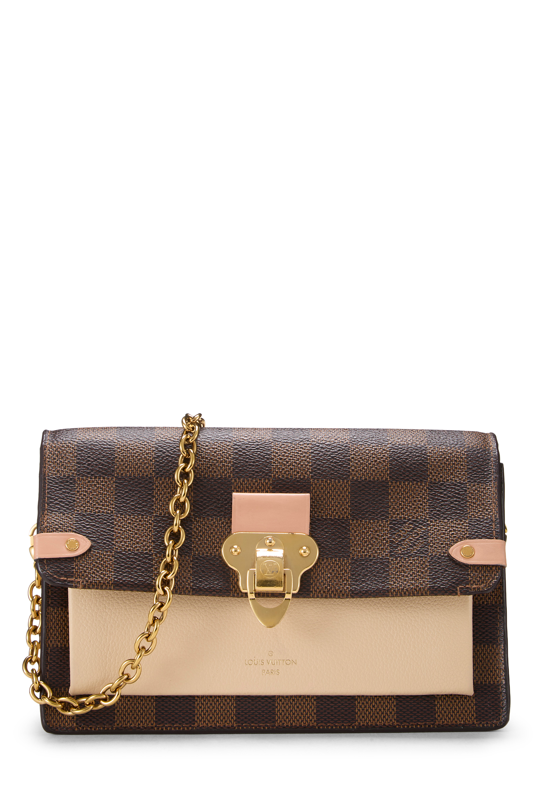 Women's Louis Vuitton Damier Ebene Vavin Wallet On Chain (WOC) in White