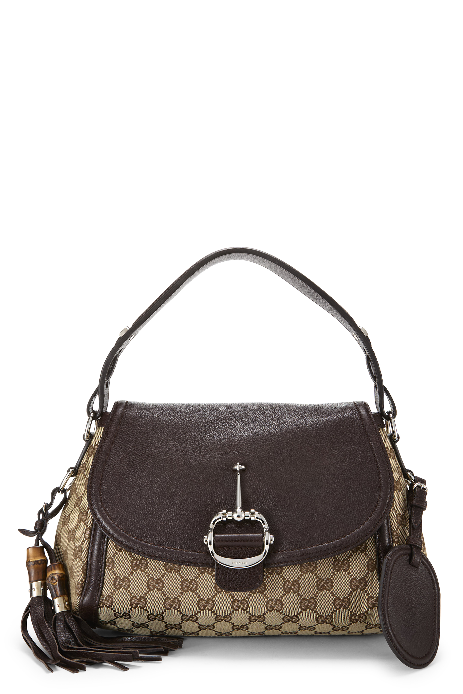 Women's Gucci Brown Original GG Canvas Horsebit Shoulder Bag in Brown