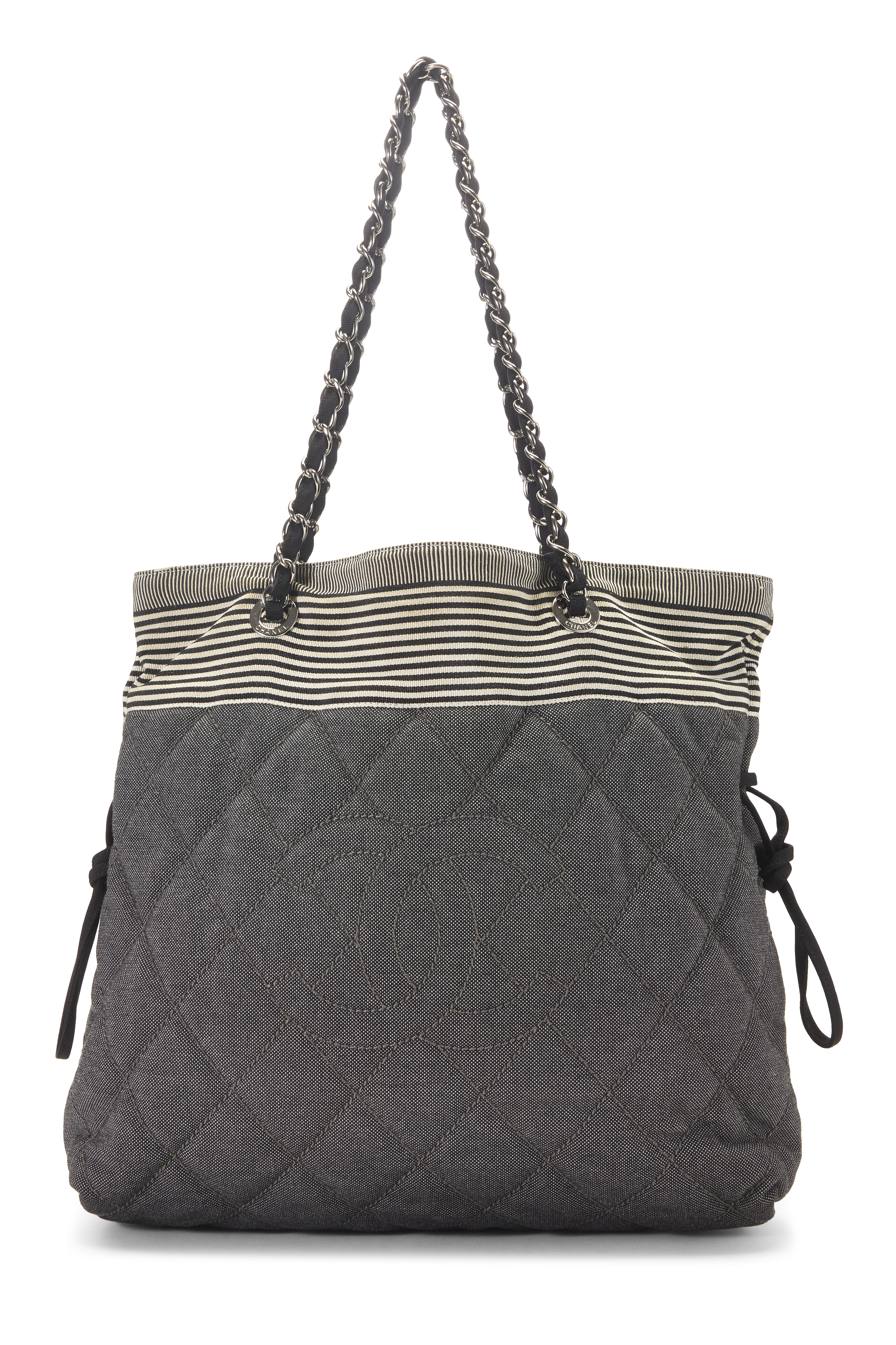 Women's Chanel Black Denim 'CC' BonBon Tote Medium in Black Medium