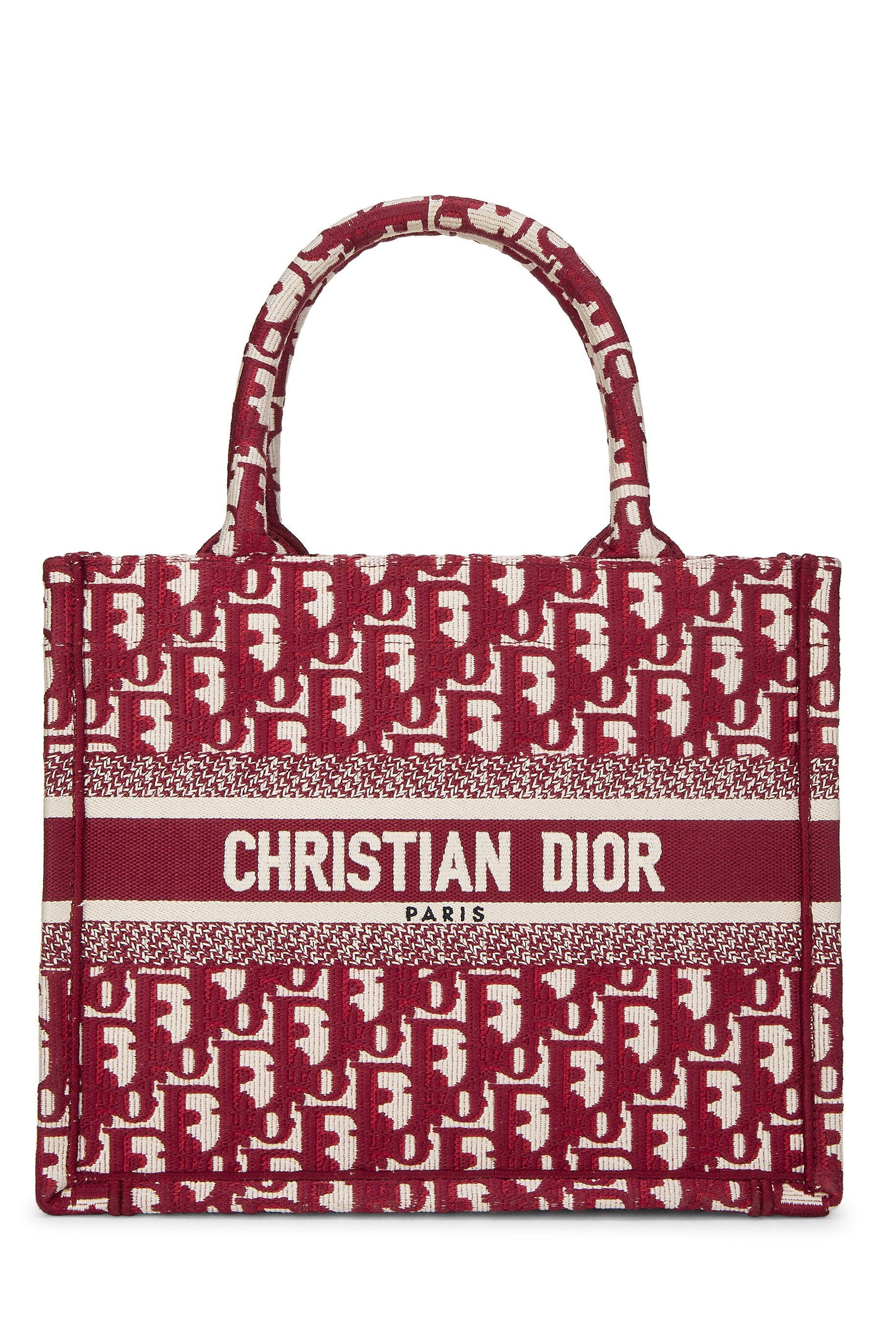 Women's Christian Dior Red Diorissimo Canvas Book Tote Small in Red Small