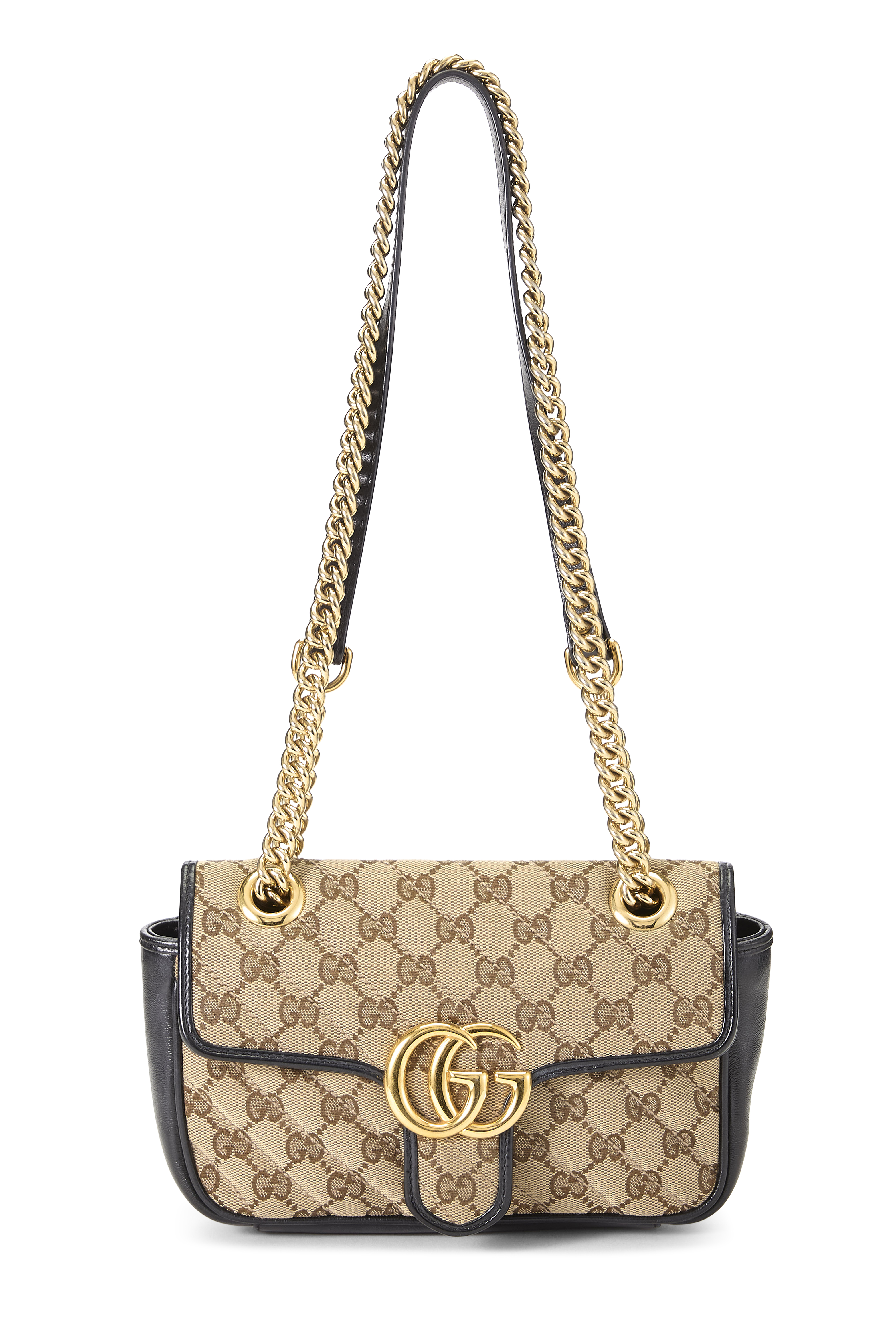 Women's Gucci Black Original GG Canvas Marmont Matelassé Shoulder Bag Small in Black Mini