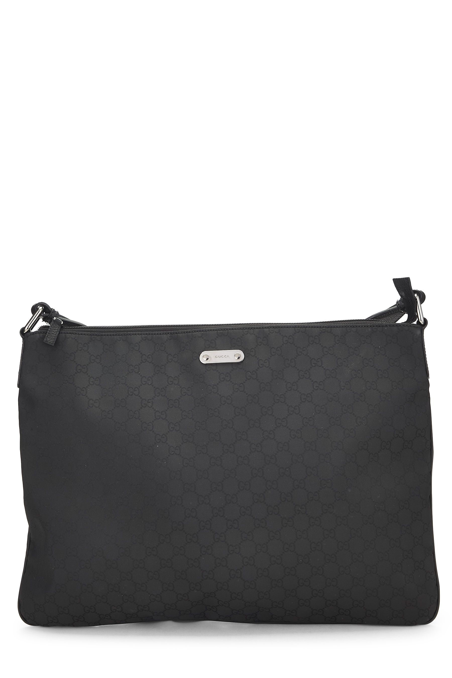 Women's Gucci Black GG Nylon Flat Messenger Large in Black Large