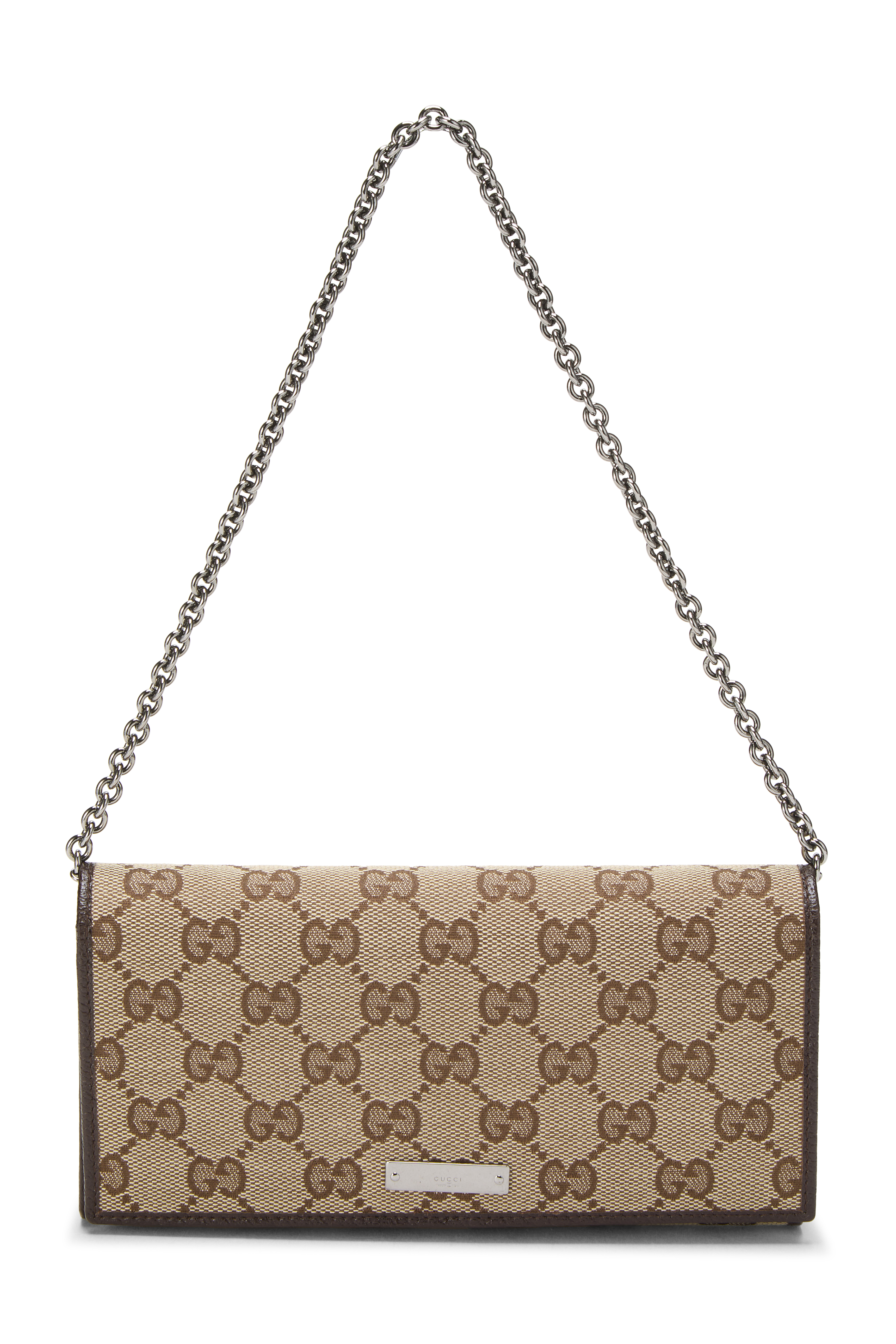 Women's Gucci Original GG Canvas Wallet on Chain (WOC) in Brown