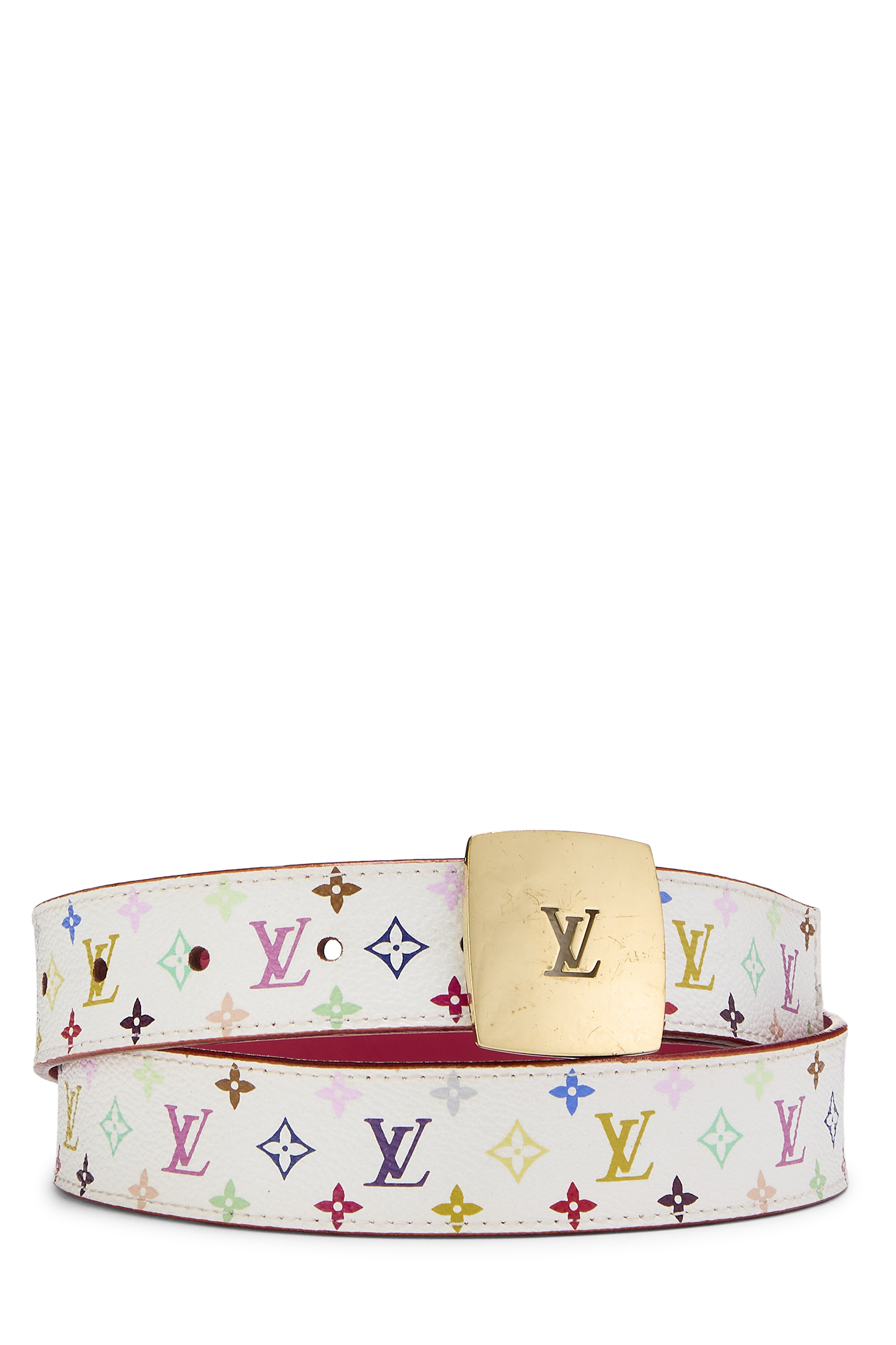 Women's Louis Vuitton Takashi Murakami X Louis Vuitton White Monogram Multicolore Ceinture 85 in White