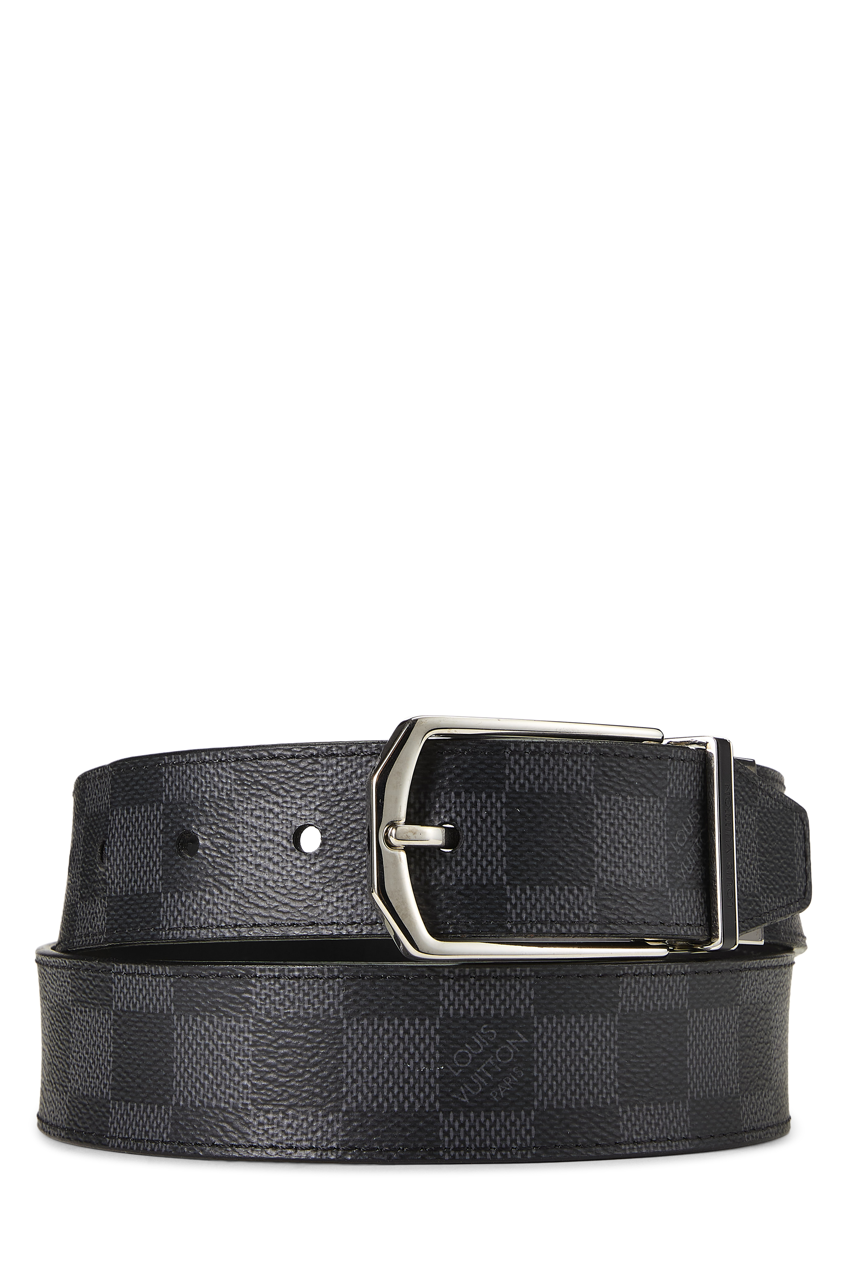 Women's Louis Vuitton Black Damier Graphite Slender Reversible Belt 90 in Black