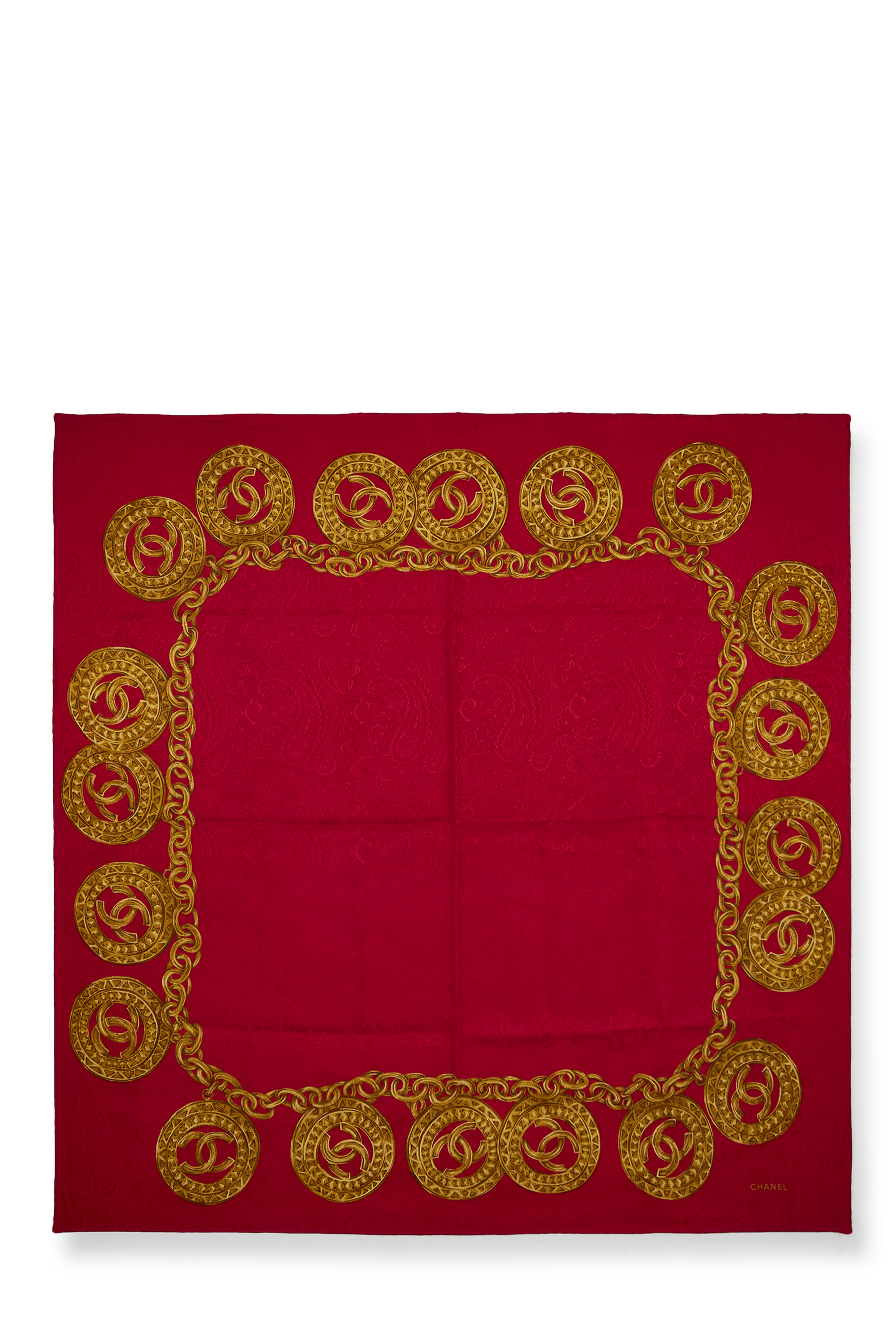 Women's Chanel Red Silk 'CC' Scarf in Red