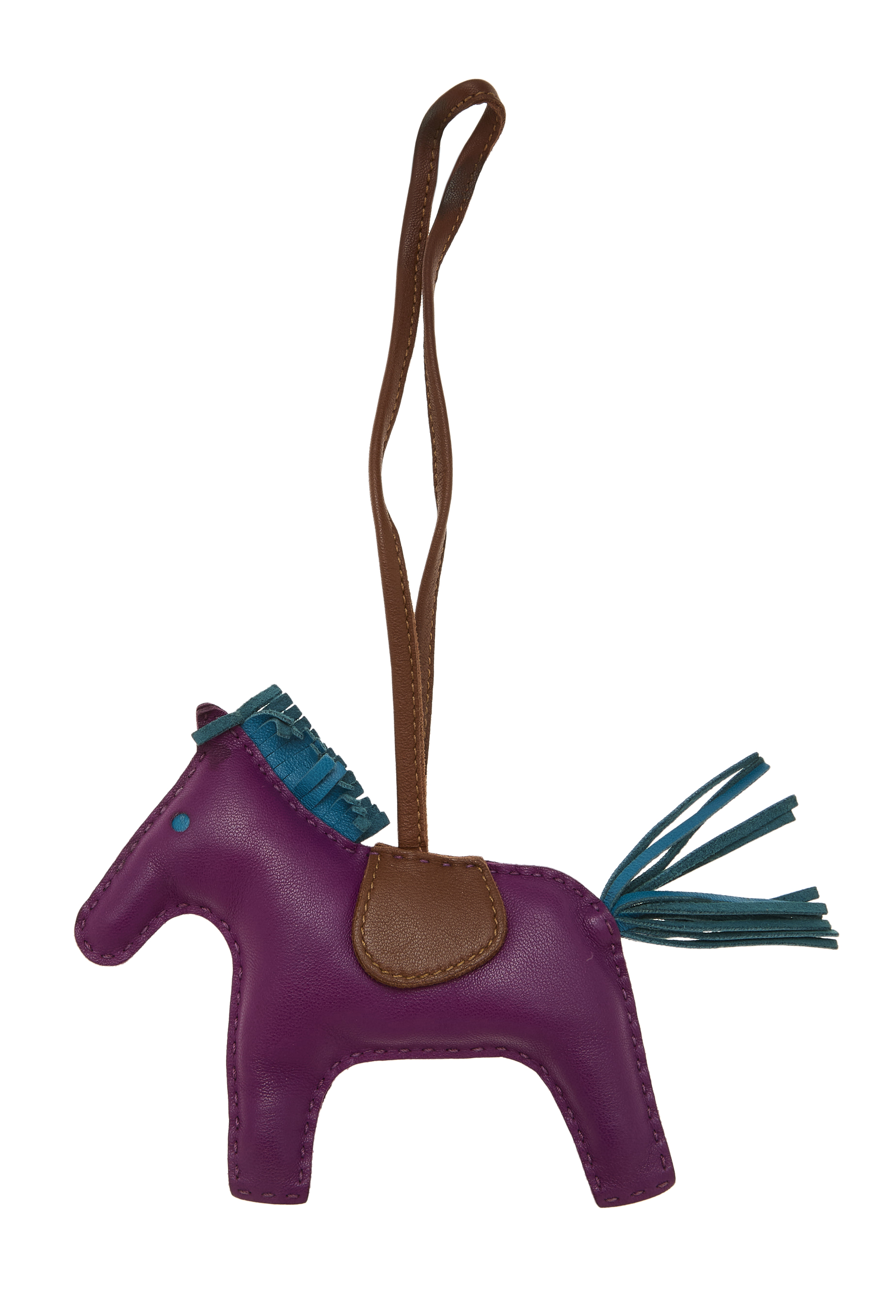 Women's Hermès Purple Lambskin Rodeo Bag Charm MM in Purple MM