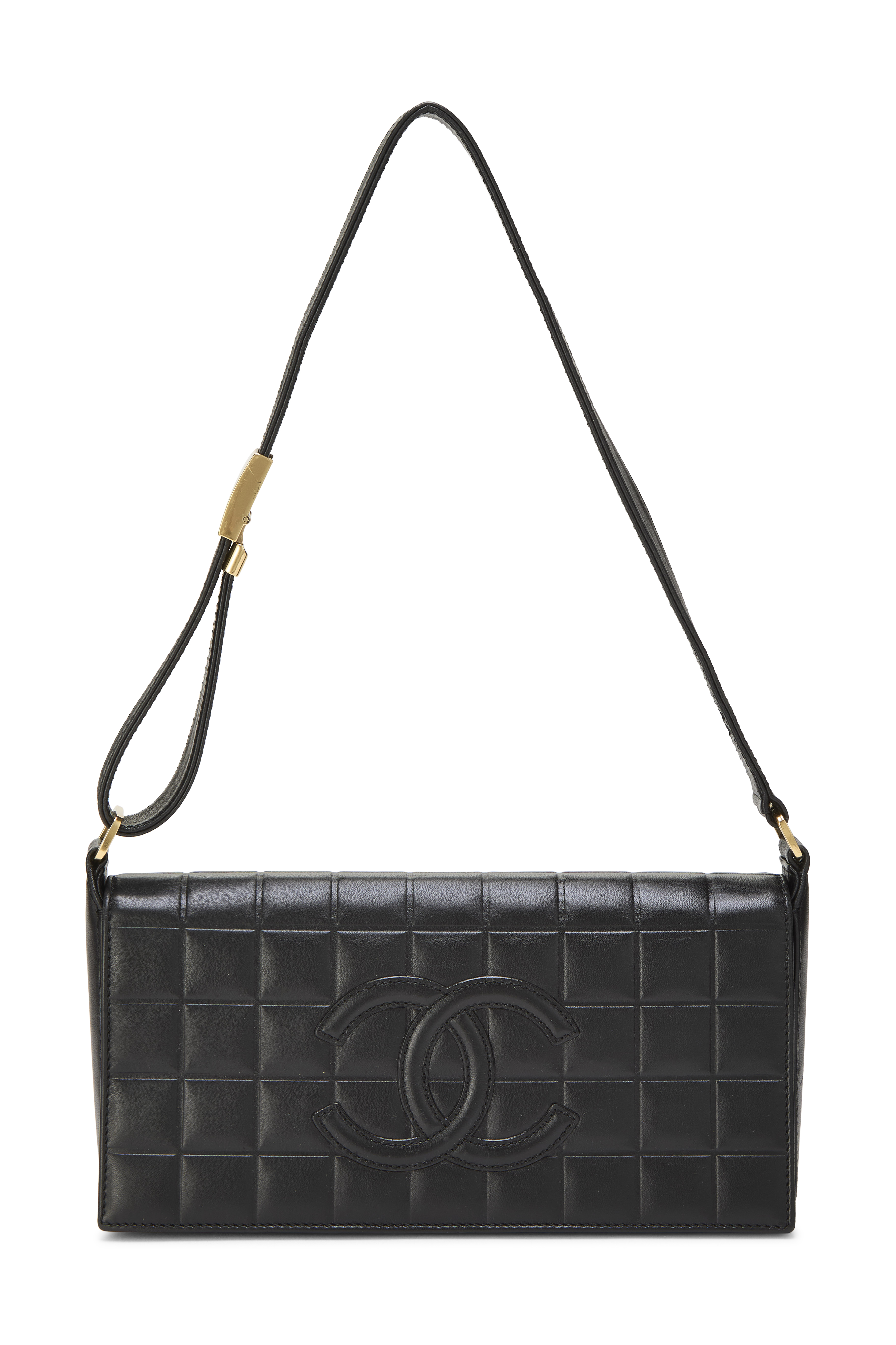 Women's Chanel Black Lambskin Chocolate Bar Shoulder Bag in Black