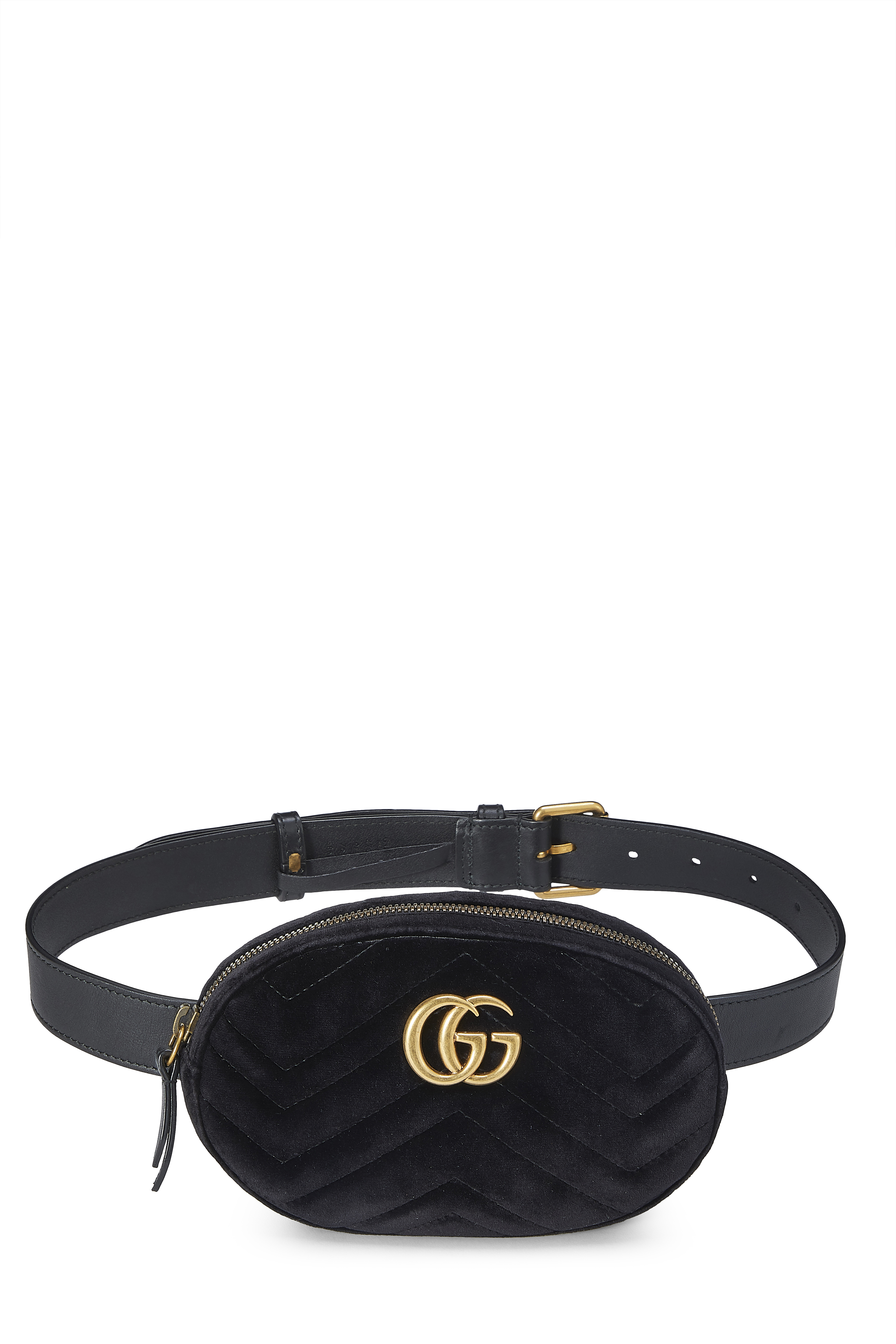 Women's Gucci Black Chevron Velvet GG Marmont Belt Bag Mini in Black Mini