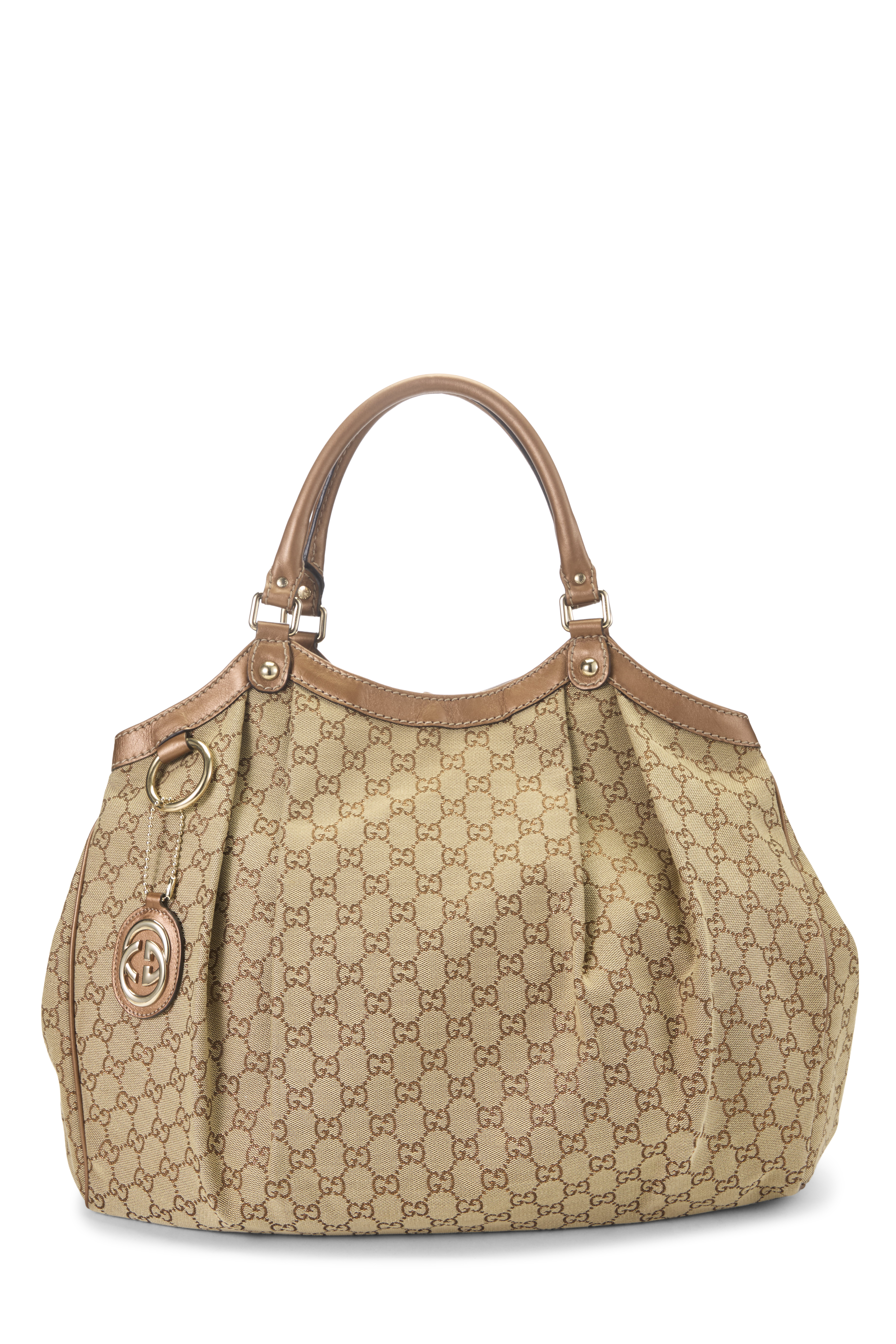 Women's Gucci Brown Original GG Canvas Lurex Sukey Tote in Brown