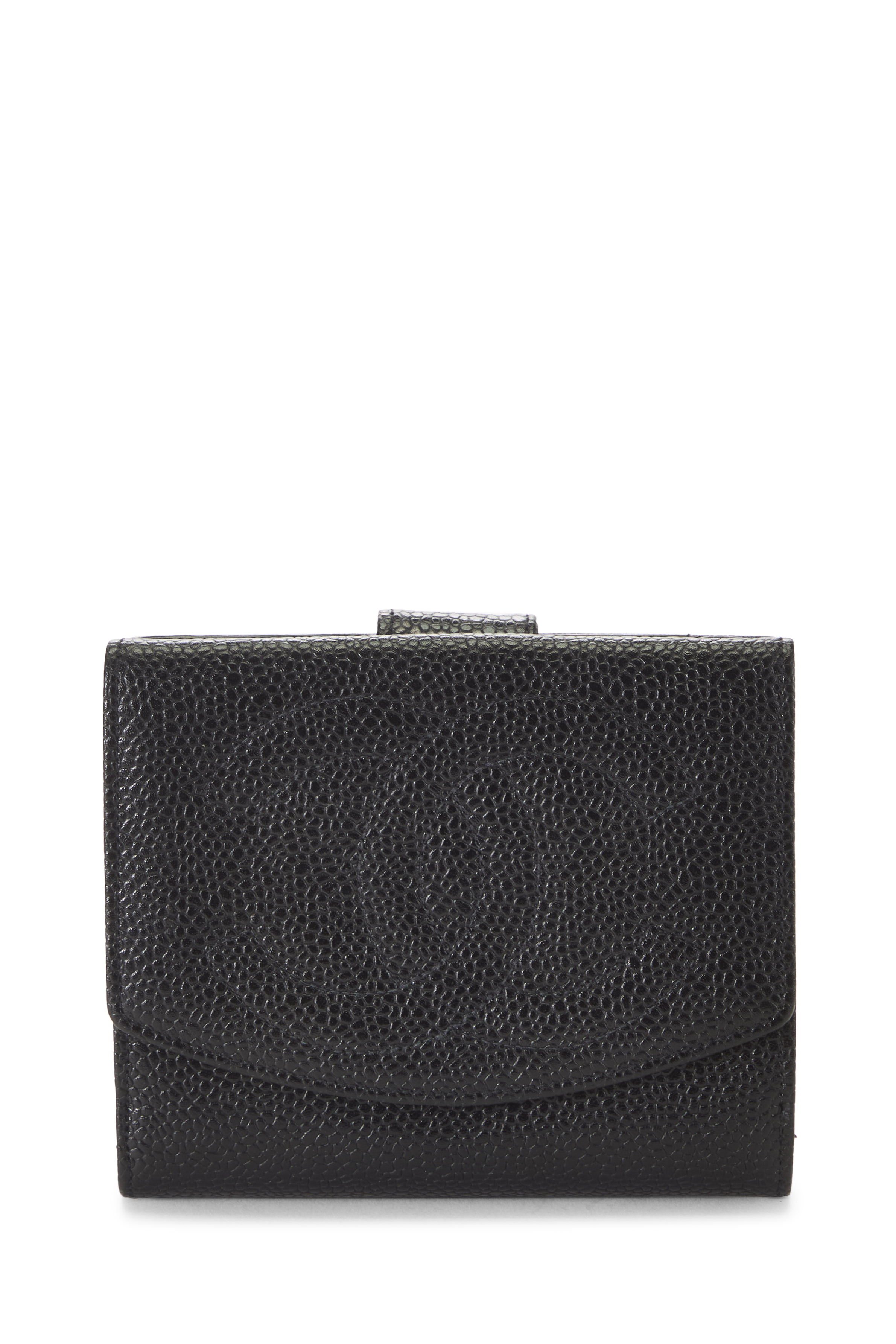 Women's Chanel Black Caviar Timeless 'CC' Compact Wallet in Black