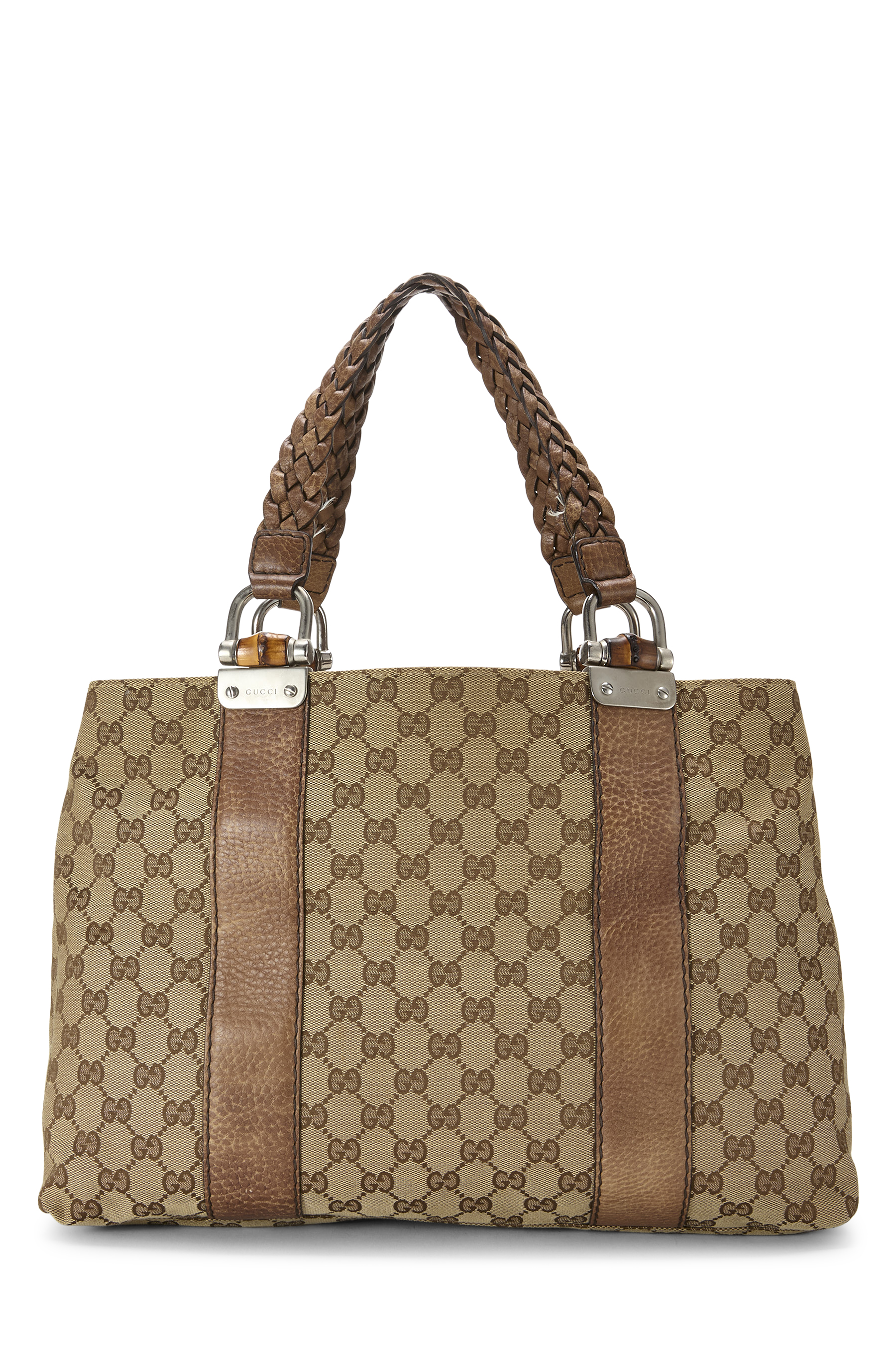 Women's Gucci Brown Original GG Canvas Bamboo Bar Tote Large in Brown Large