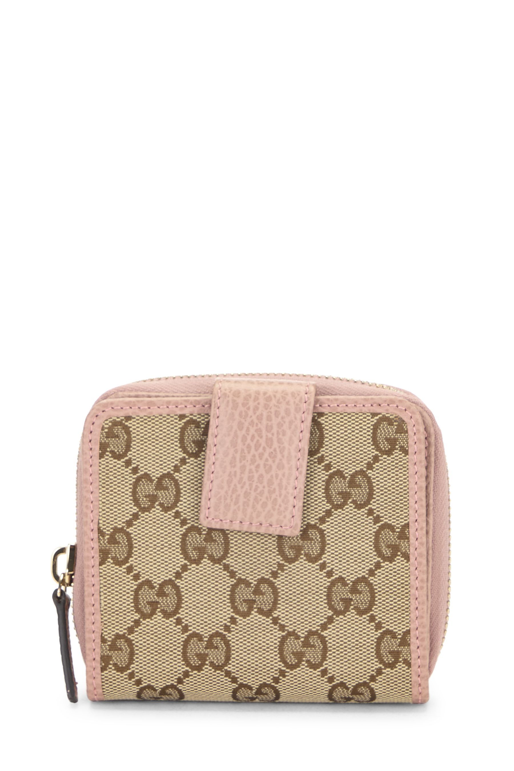 Women's Gucci Pink Original GG Canvas French Zip Around Wallet in Pink
