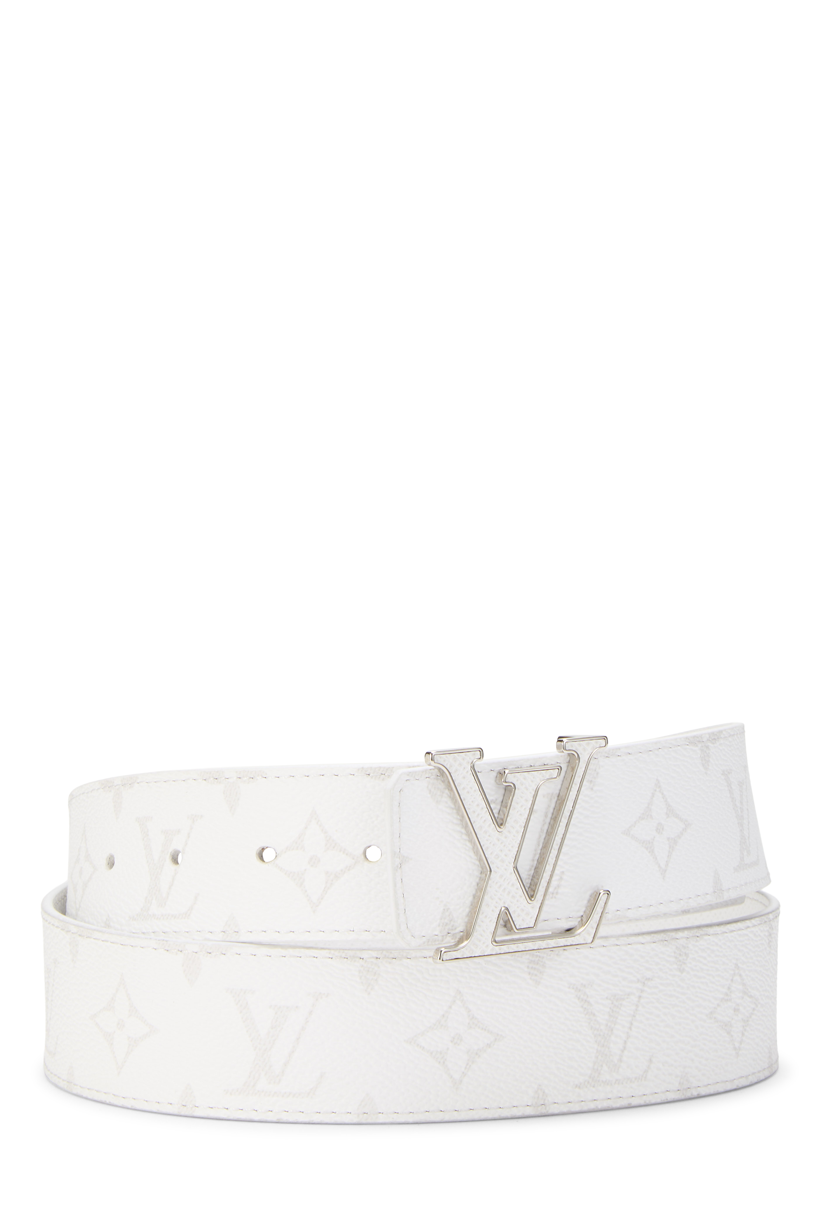 Women's Louis Vuitton White Taigarama Initiales Reversible Ceinture 100 in White