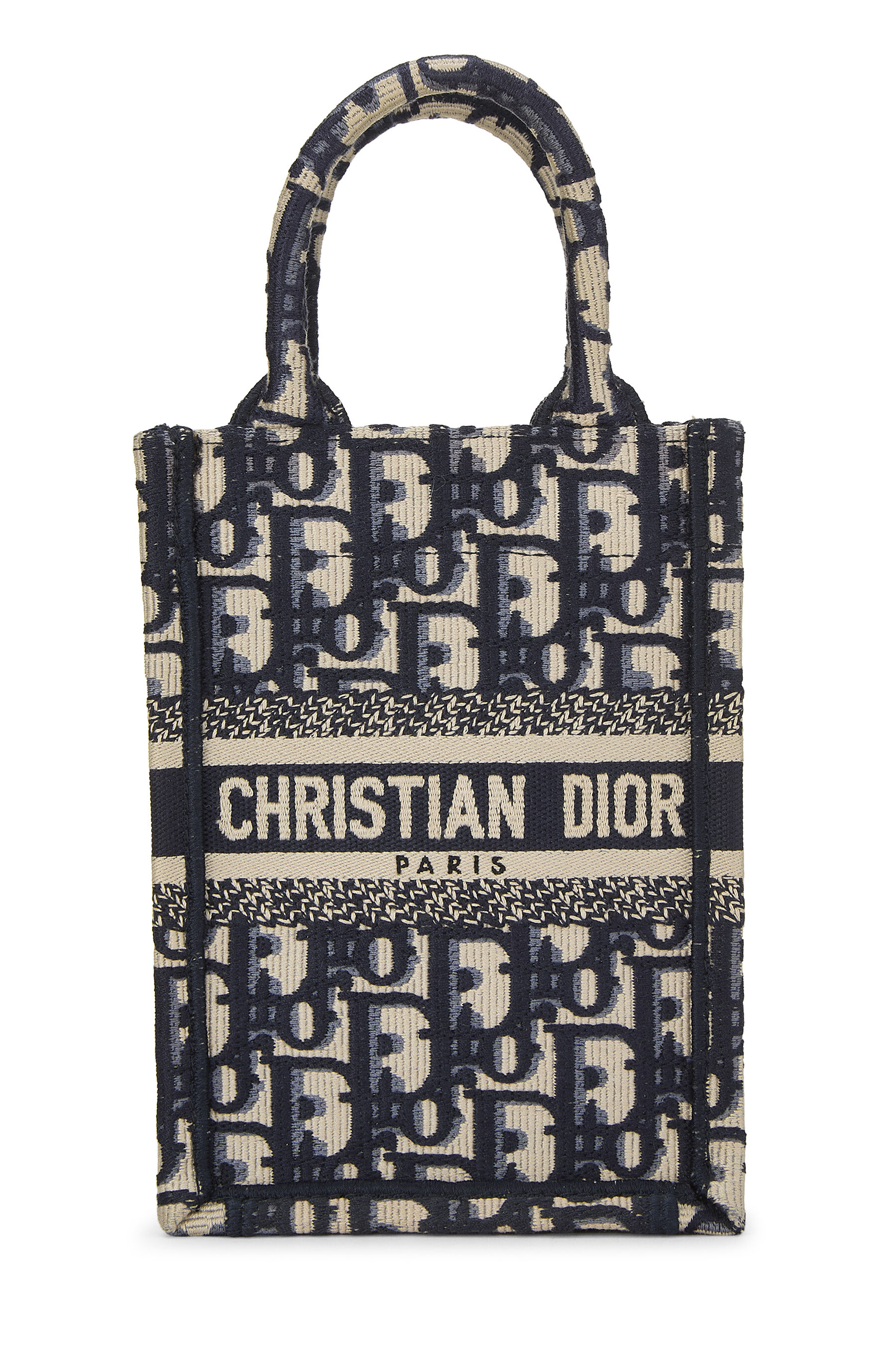 Women's Christian Dior Navy Oblique Canvas Book Tote Phone Bag Mini in Navy Mini