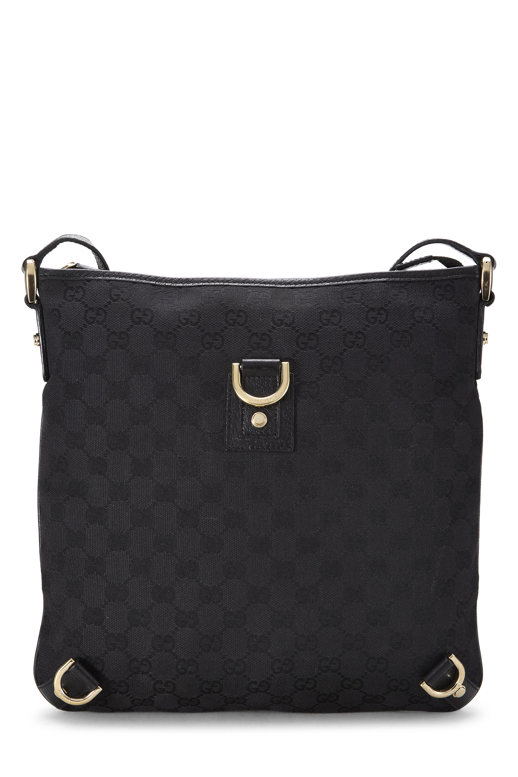 Women's Gucci Black GG Canvas D-Ring Abbey Messenger in Black