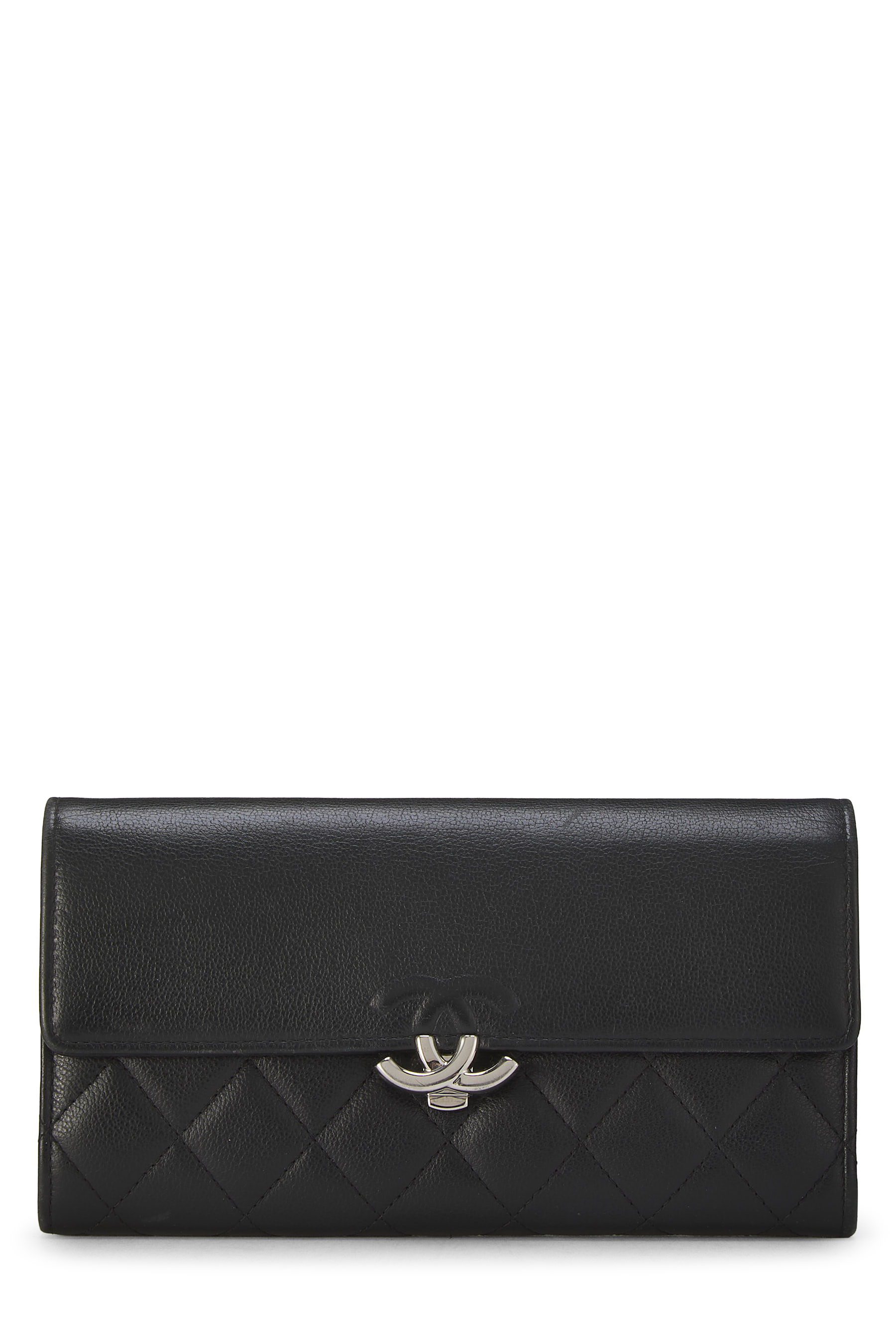 Women's Chanel Black Calfskin 'CC' Box Long Wallet in Black