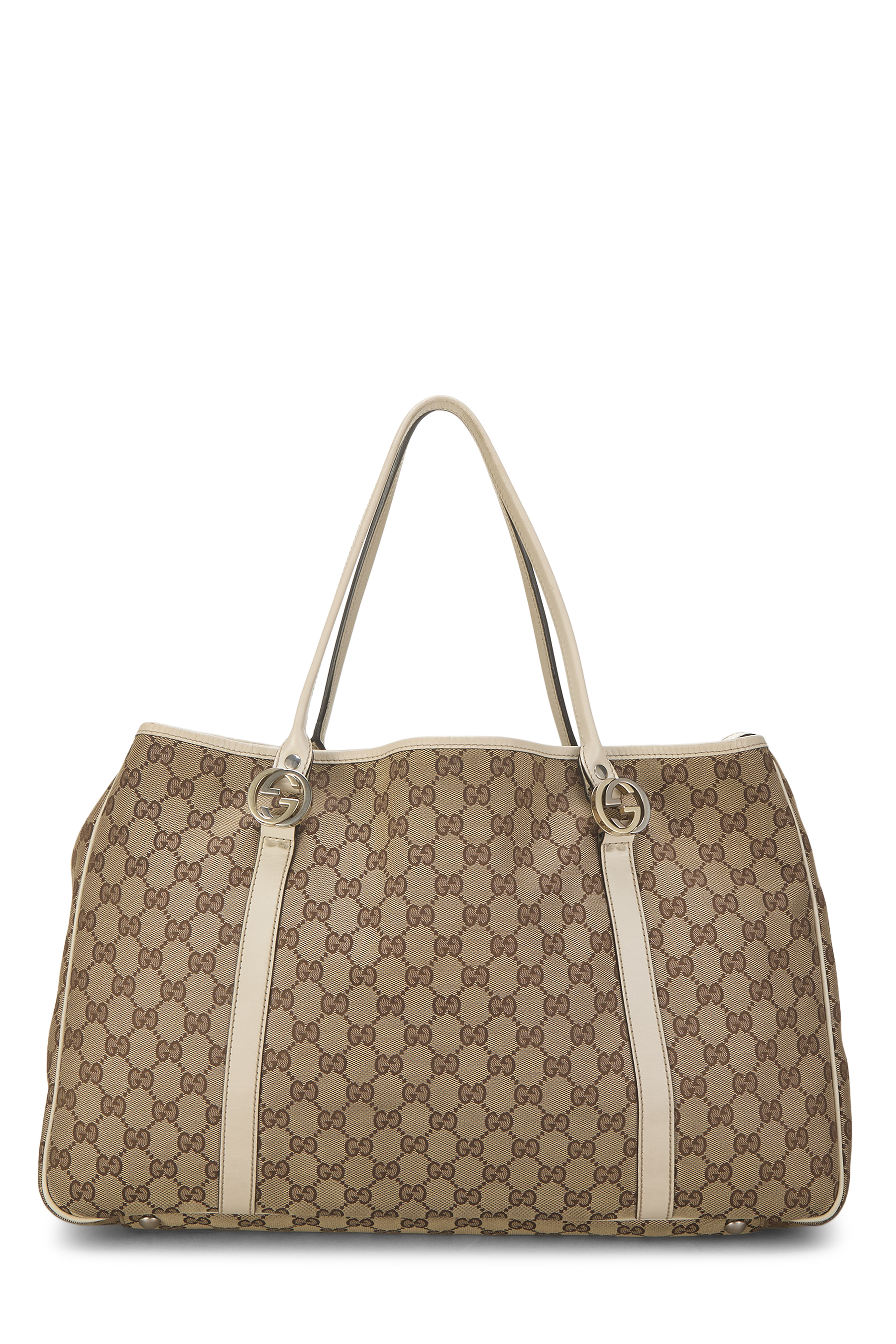 Women's Gucci Original GG Canvas Twins Tote Large in White Large