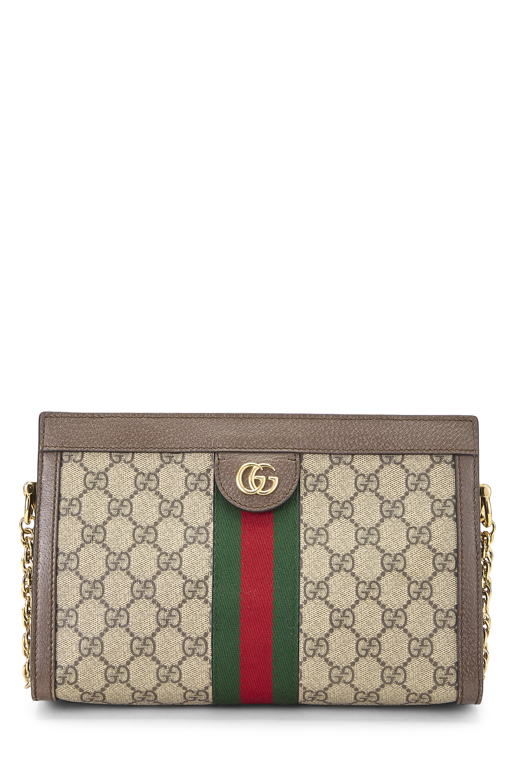 Women's Gucci Original GG Supreme Canvas Ophidia Shoulder Bag Small in Brown Small