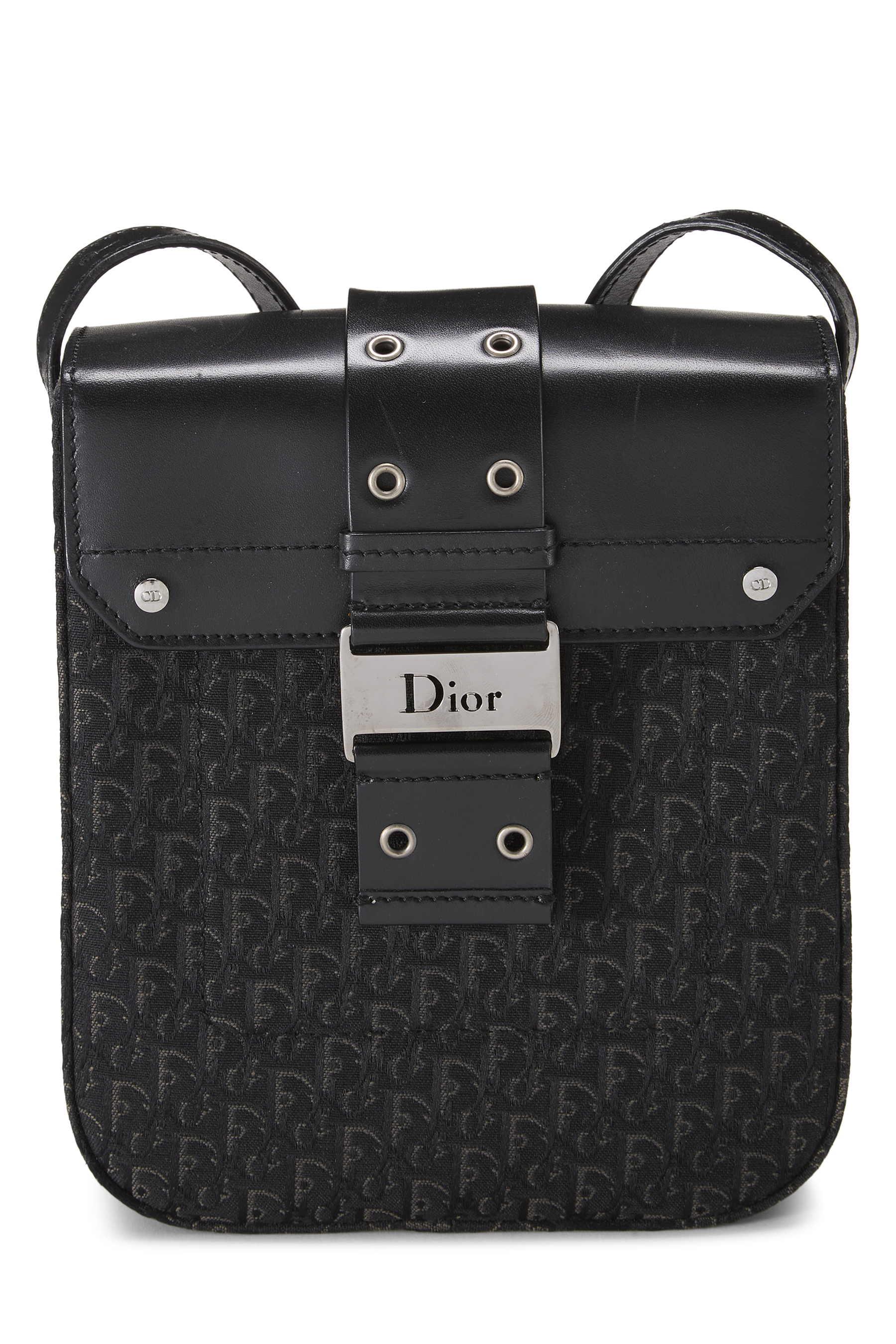 Women's Christian Dior Black Canvas Street Chic Shoulder Bag Small in Black Small