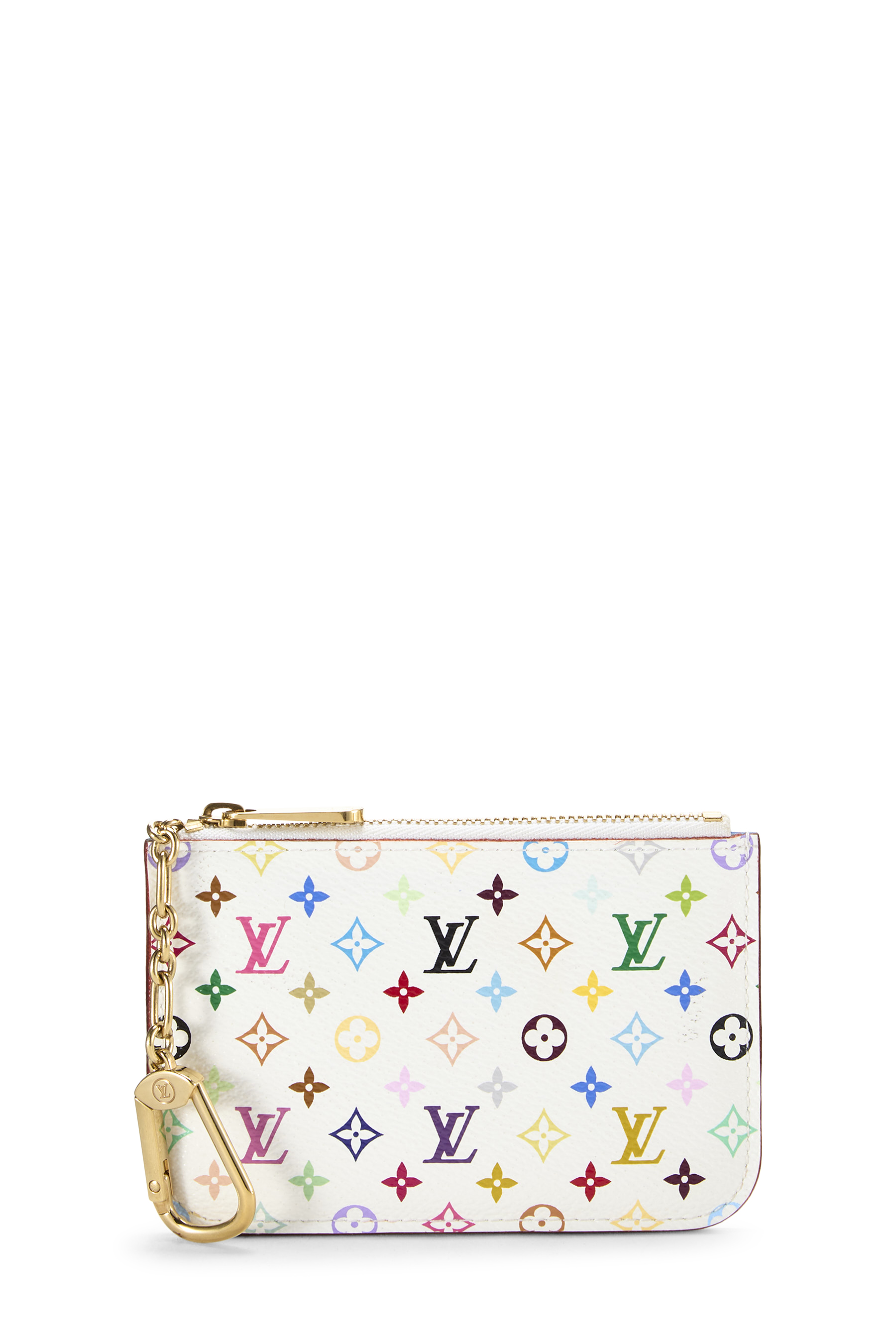 Women's Louis Vuitton Takashi Murakami x Louis Vuitton White Monogram Multicolore Pochette Clefs MM in White MM
