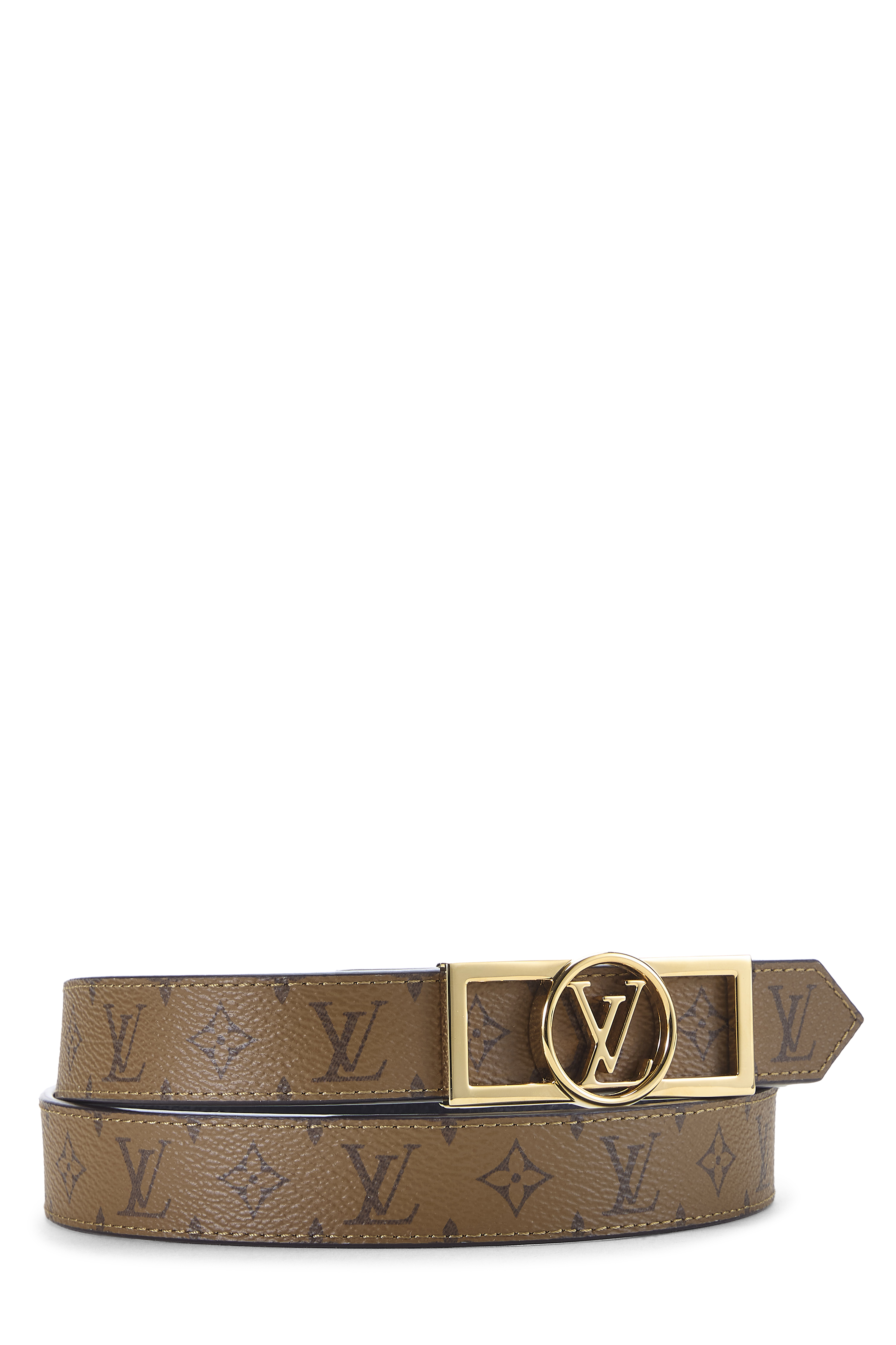 Women's Louis Vuitton Monogram Reversed Dauphine Reversible Belt 90/36 in Brown