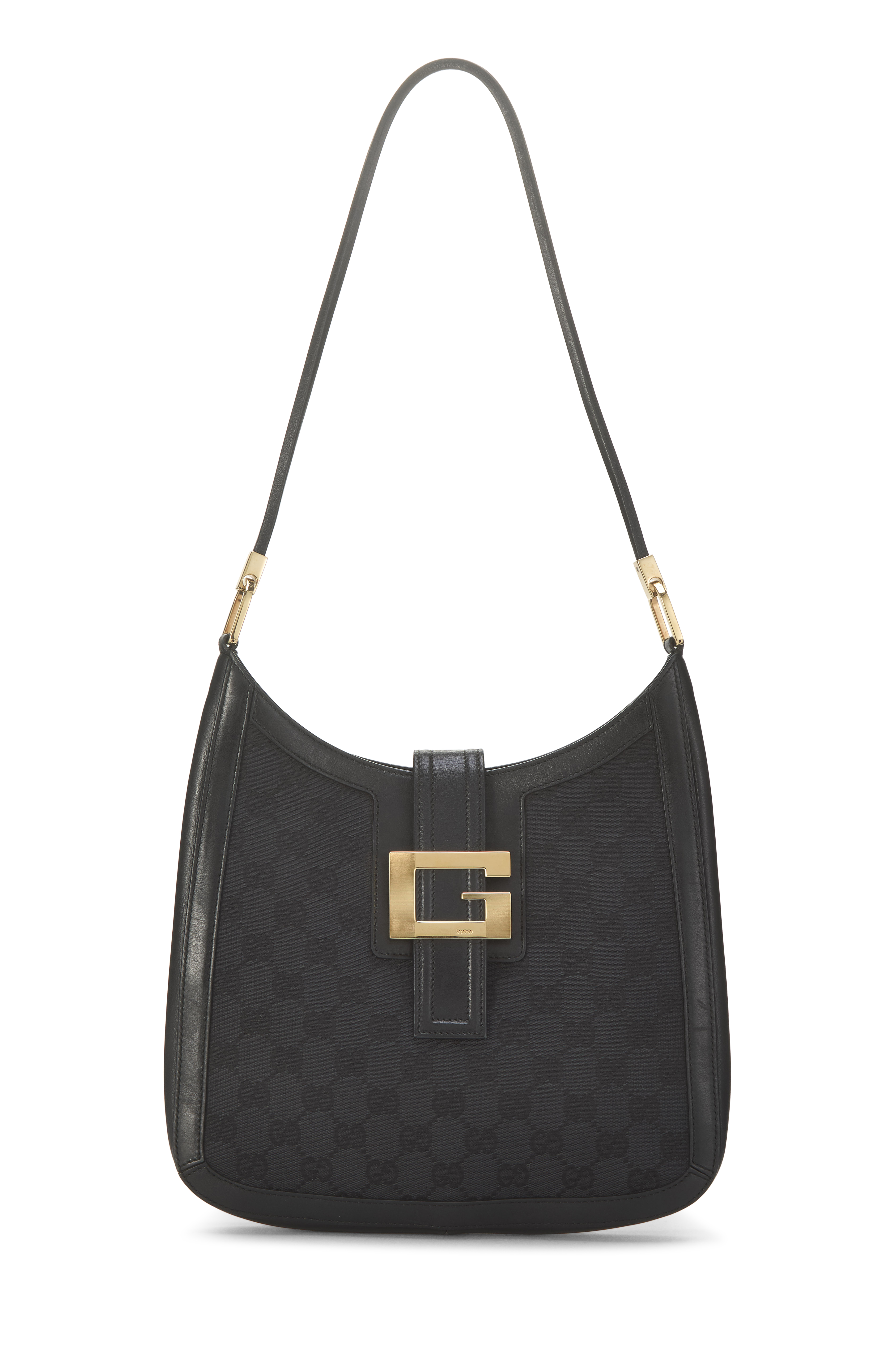 Women's Gucci Black GG Canvas 'G Buckle' Hobo Small in Black Small