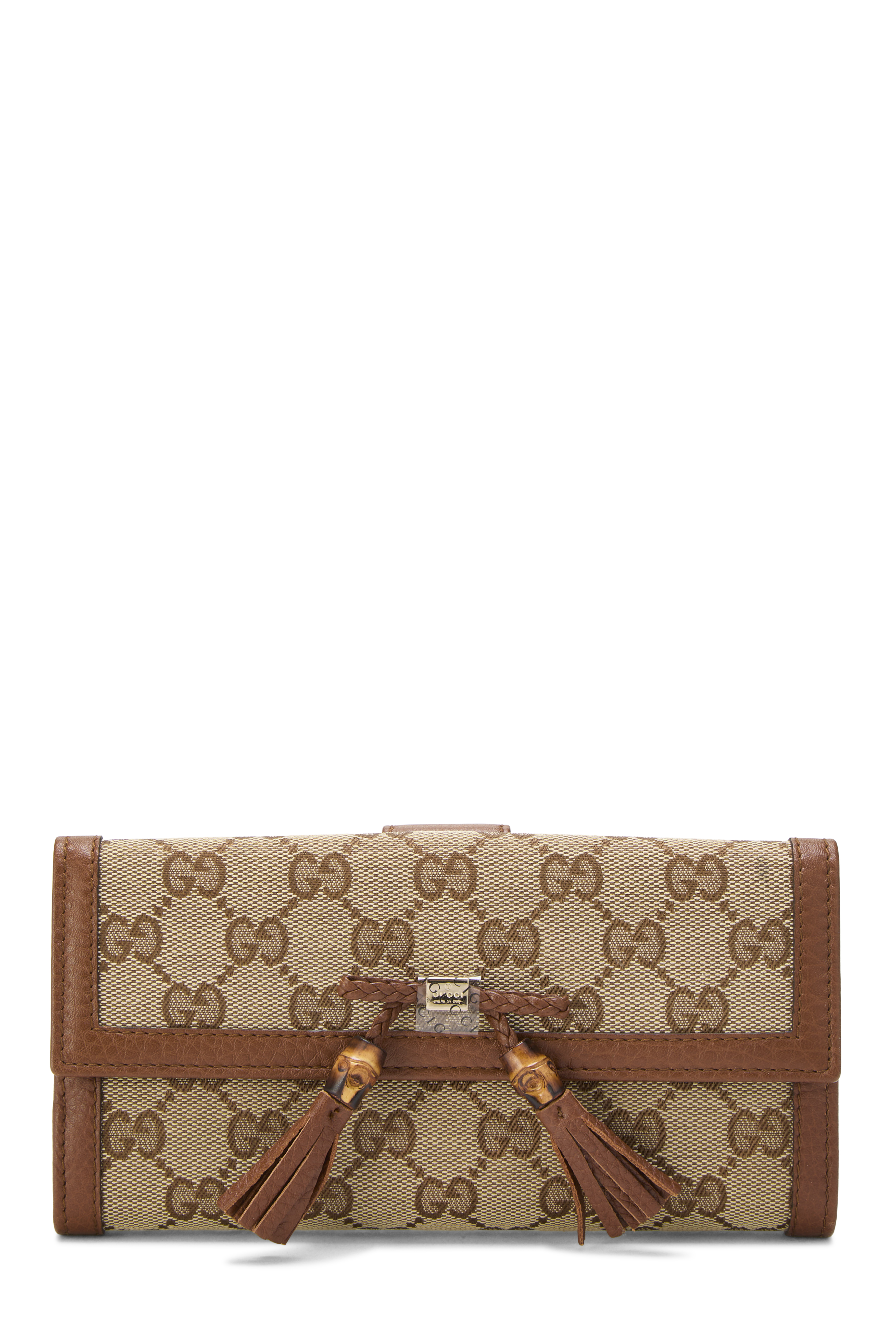 Women's Gucci Original GG Canvas Bamboo Tassel Wallet in Brown