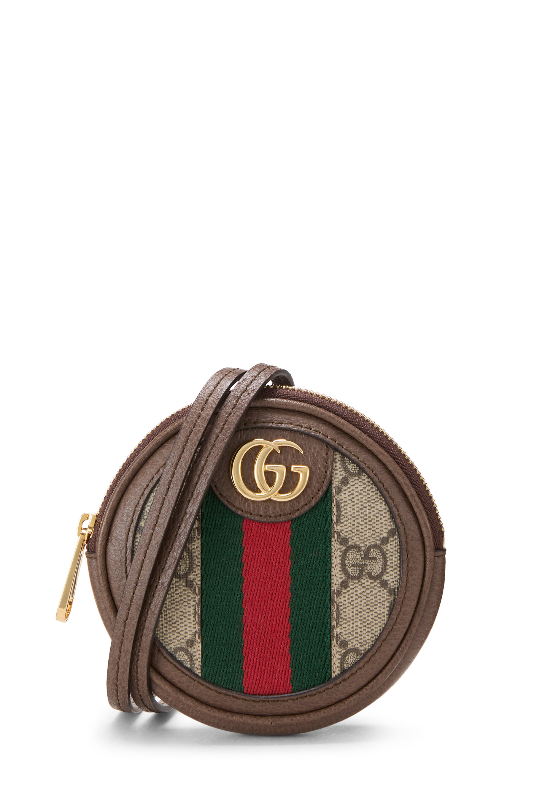 Women's Gucci Original GG Supreme Ophidia Round Coin Purse in Brown