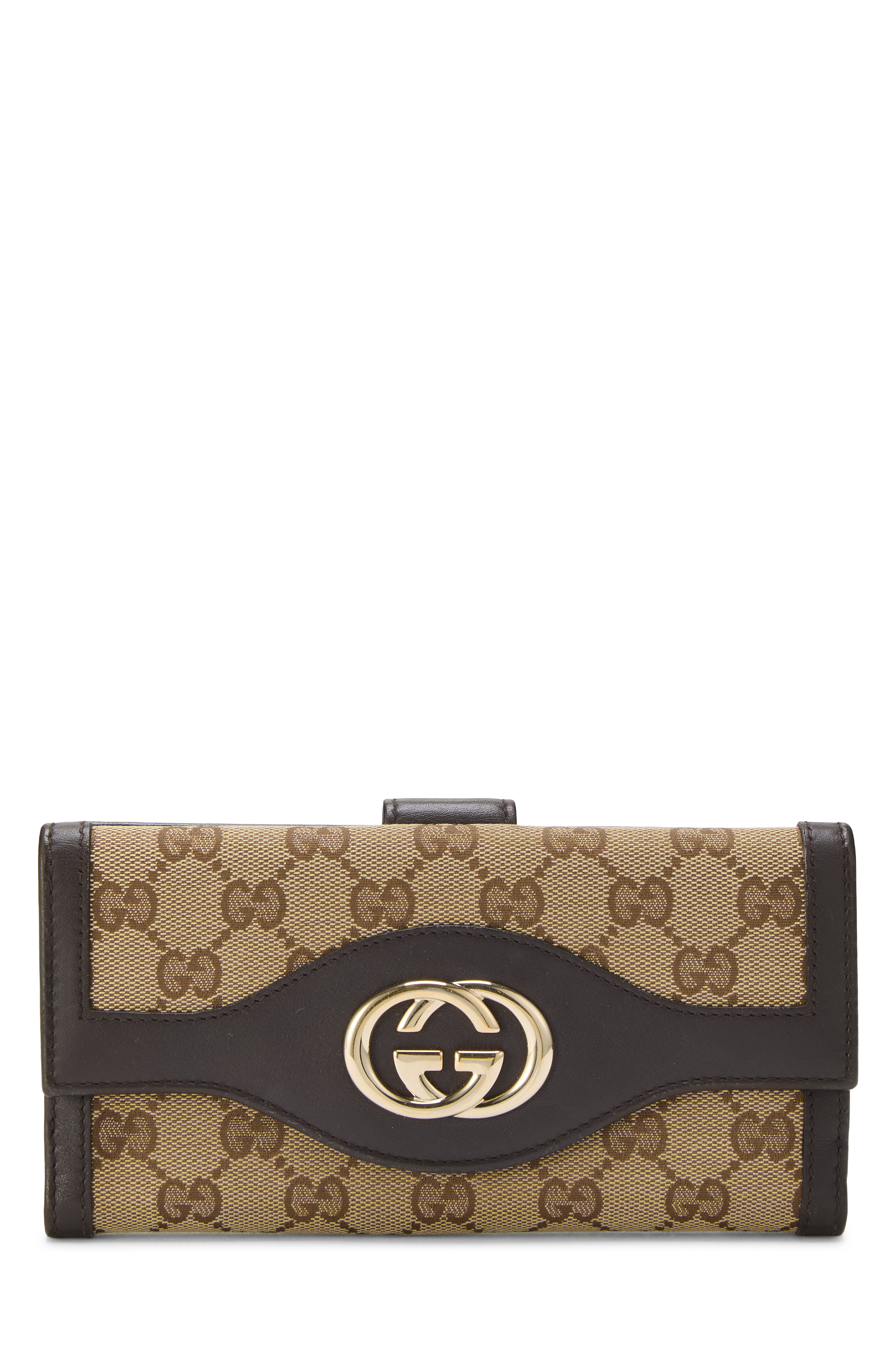 Women's Gucci Original GG Canvas Britt Continental Wallet in Brown