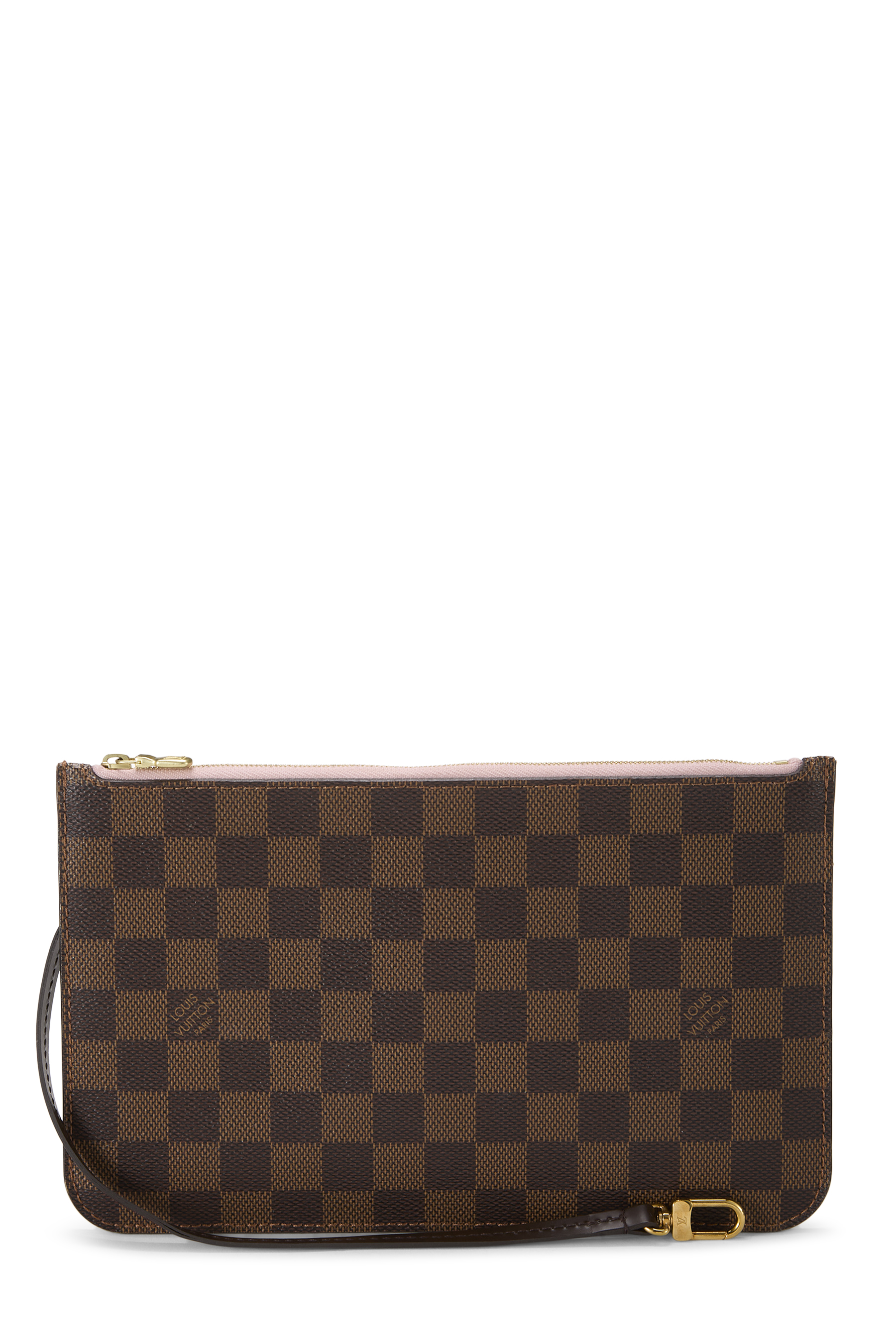 Women's Louis Vuitton Damier Ebene Neverfull Pouch MM NM in Pink MM