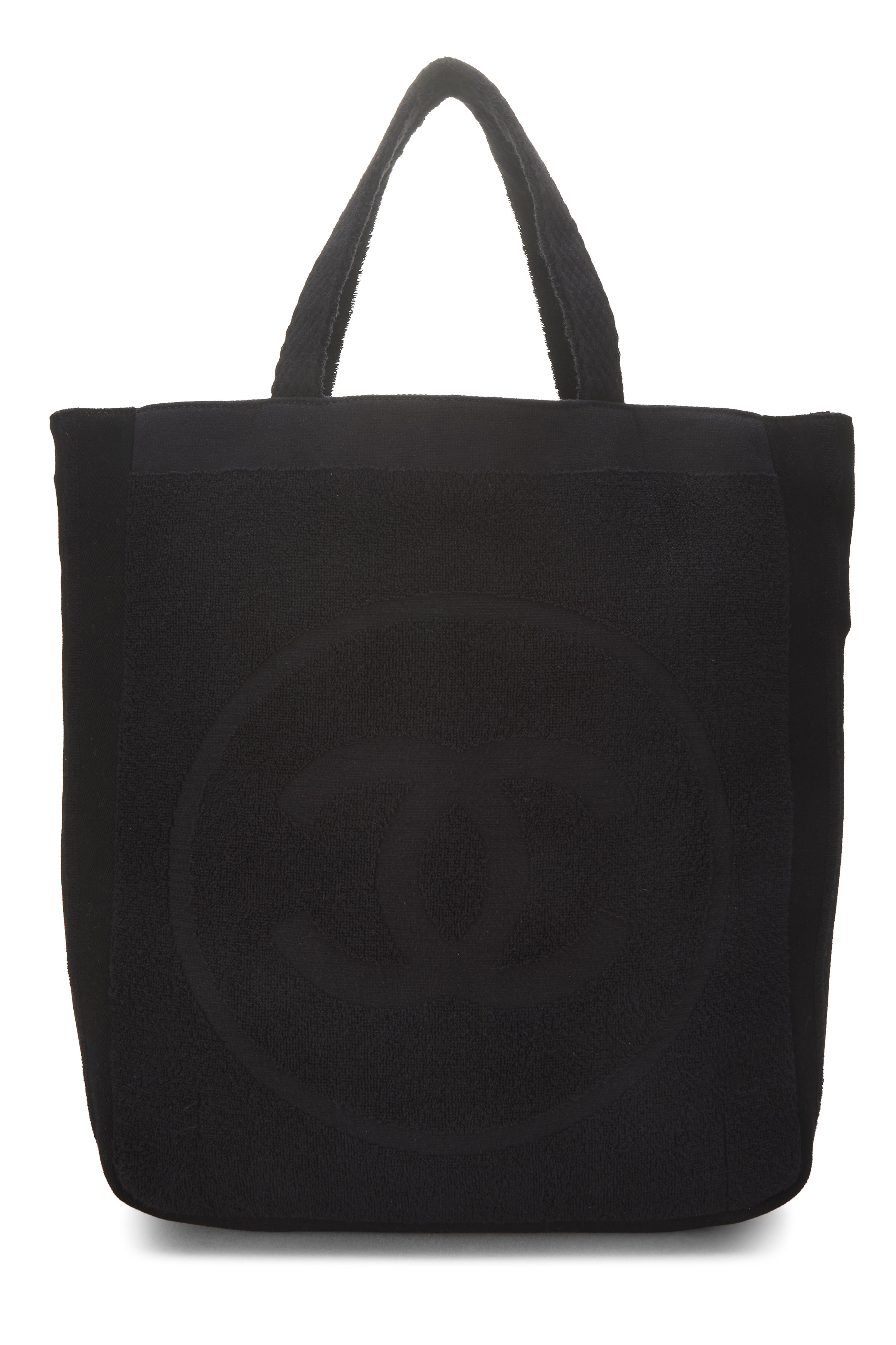 Women's Chanel Black Terry Cloth 'CC' Beach Set in Black