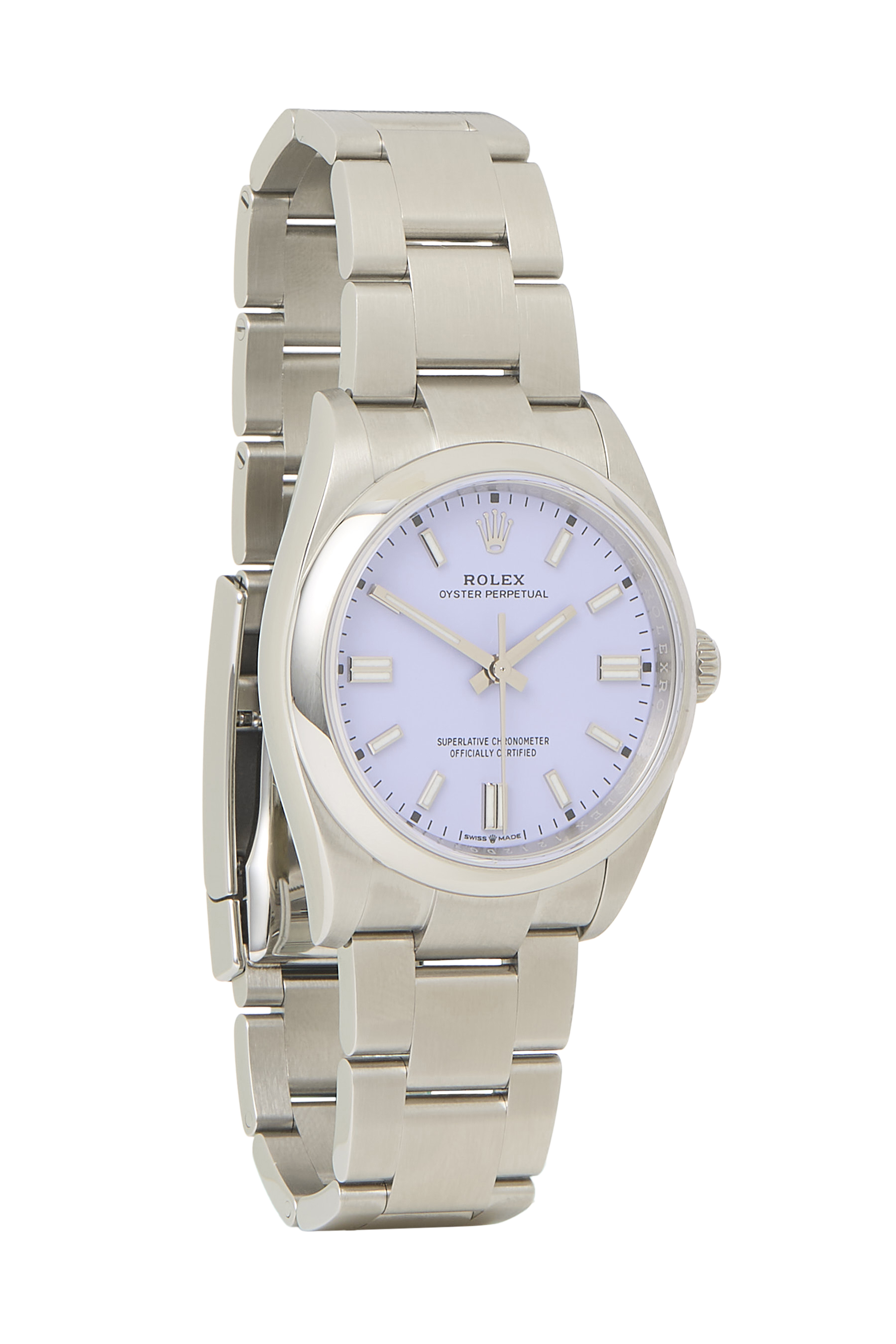 Women's Rolex Lavender Dial Stainless Steel Oyster Perpetual 126000 36mm in Purple 36mm