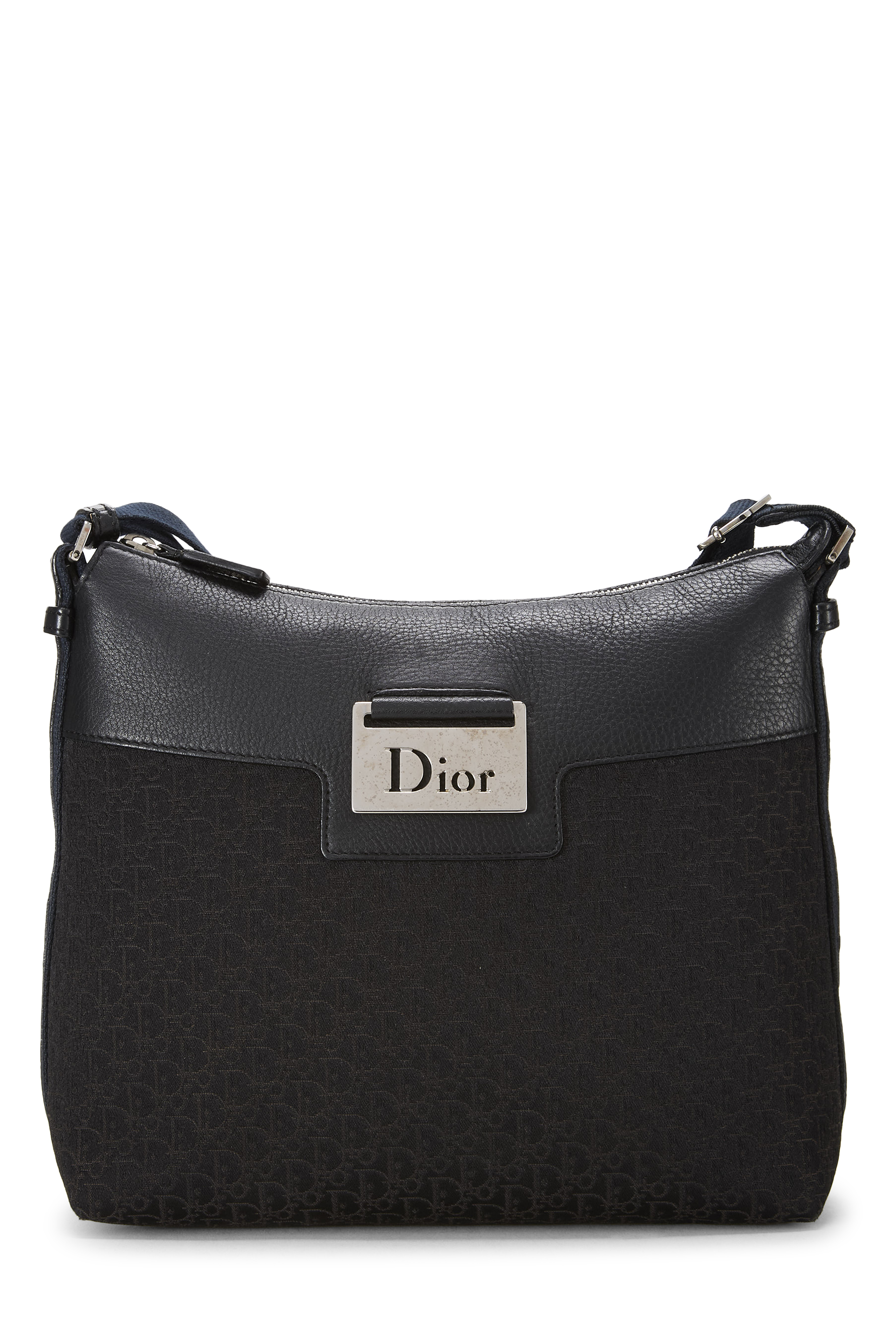 Women's Christian Dior Black Canvas Street Chic Shoulder Bag in Black