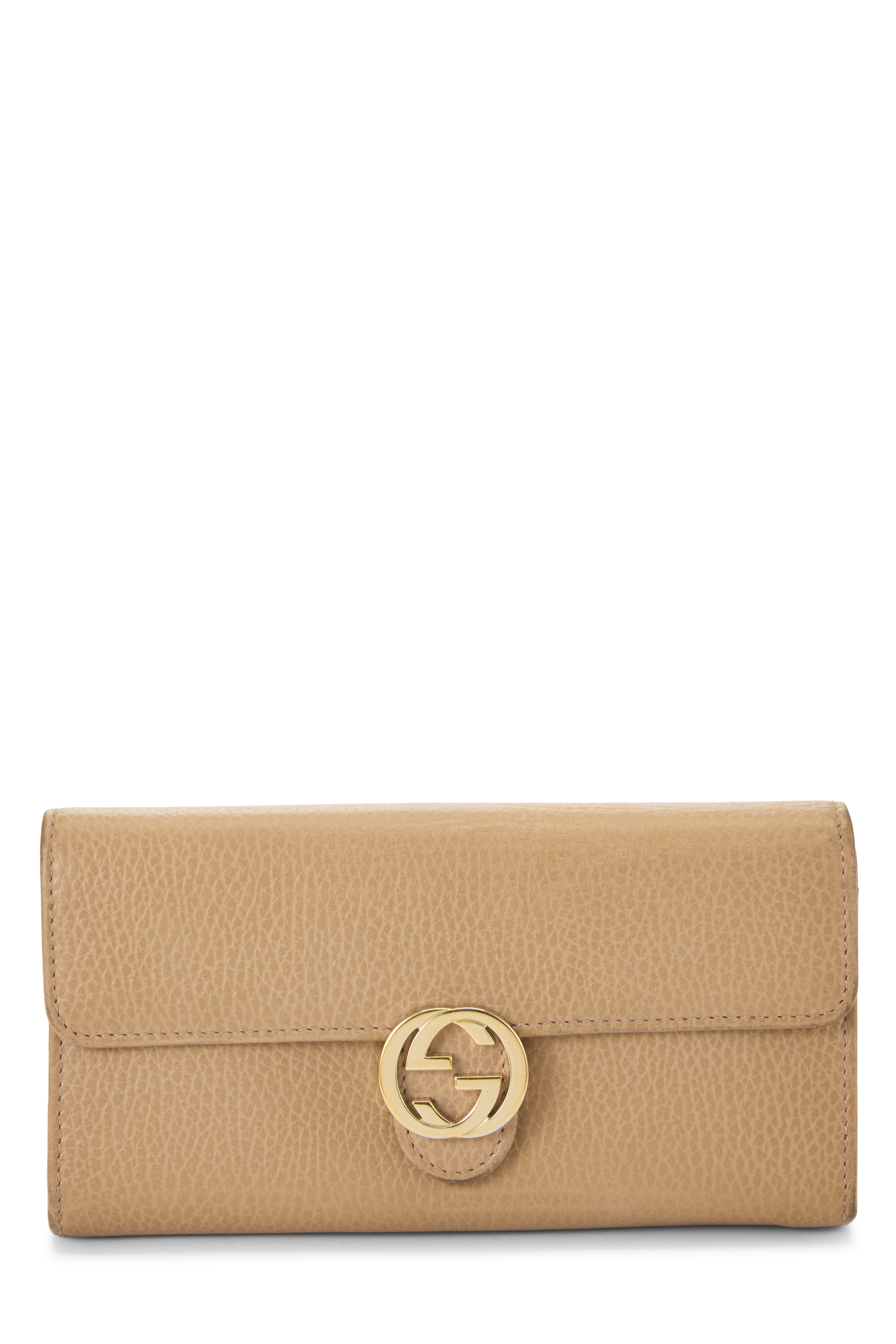 Women's Gucci Beige Leather Interlocking GG Continental Wallet in Beige