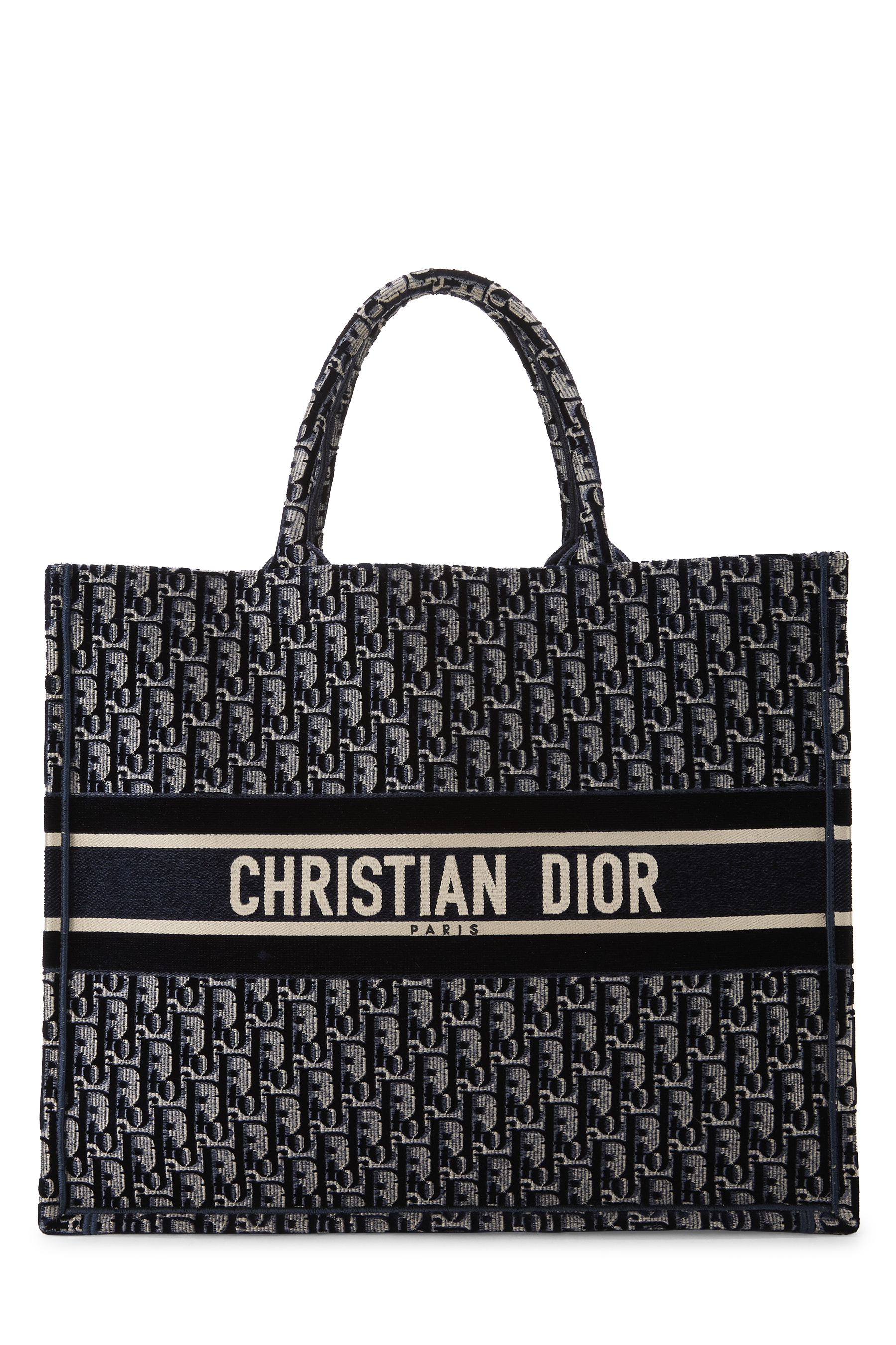 Women's Christian Dior Navy Velvet Book Tote Large in Navy Large