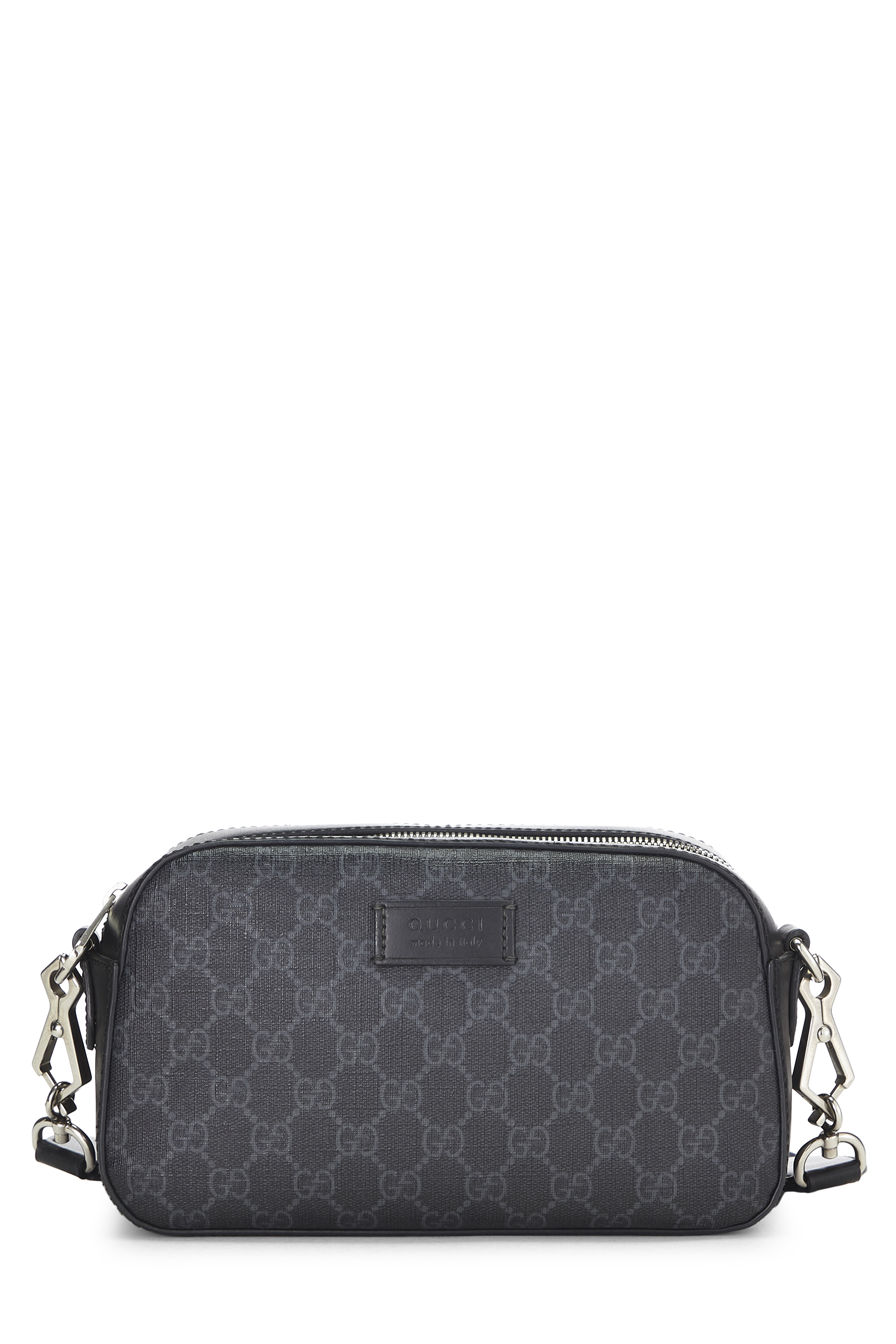 Women's Gucci Black GG Supreme Coated Canvas Web Crossbody in Black