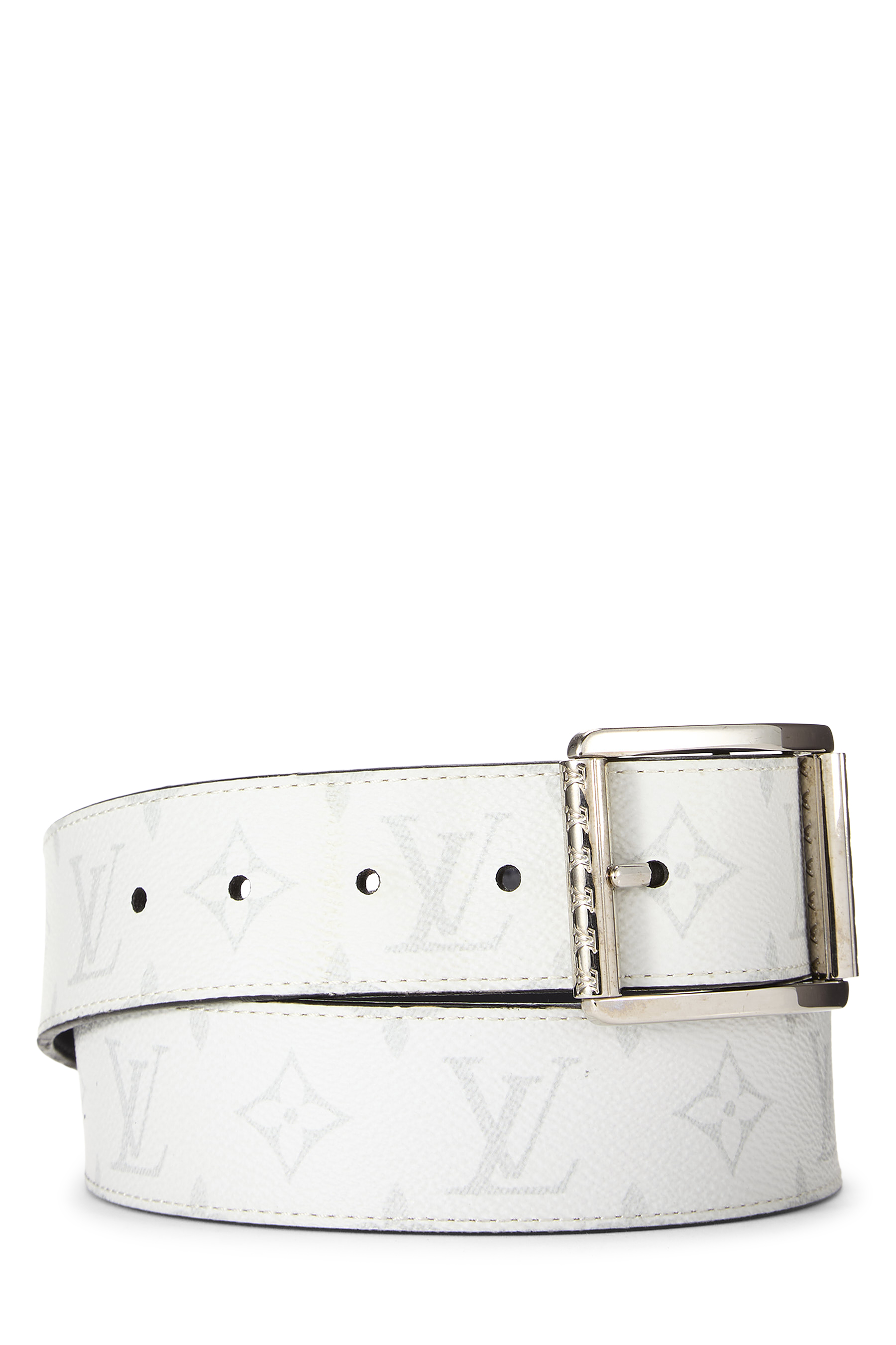Women's Louis Vuitton White Monogram Ceinture Reverso Belt 90 in White