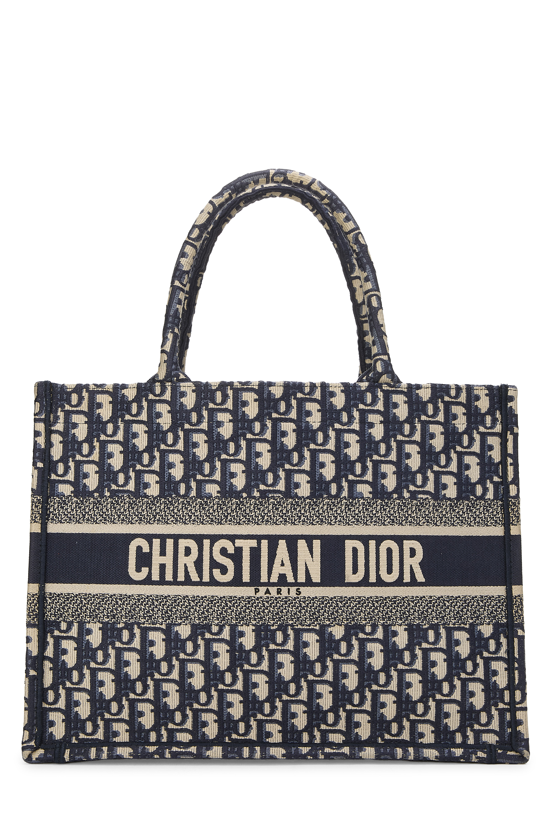 Women's Christian Dior Navy Diorissimo Canvas Book Tote Medium in Navy Medium
