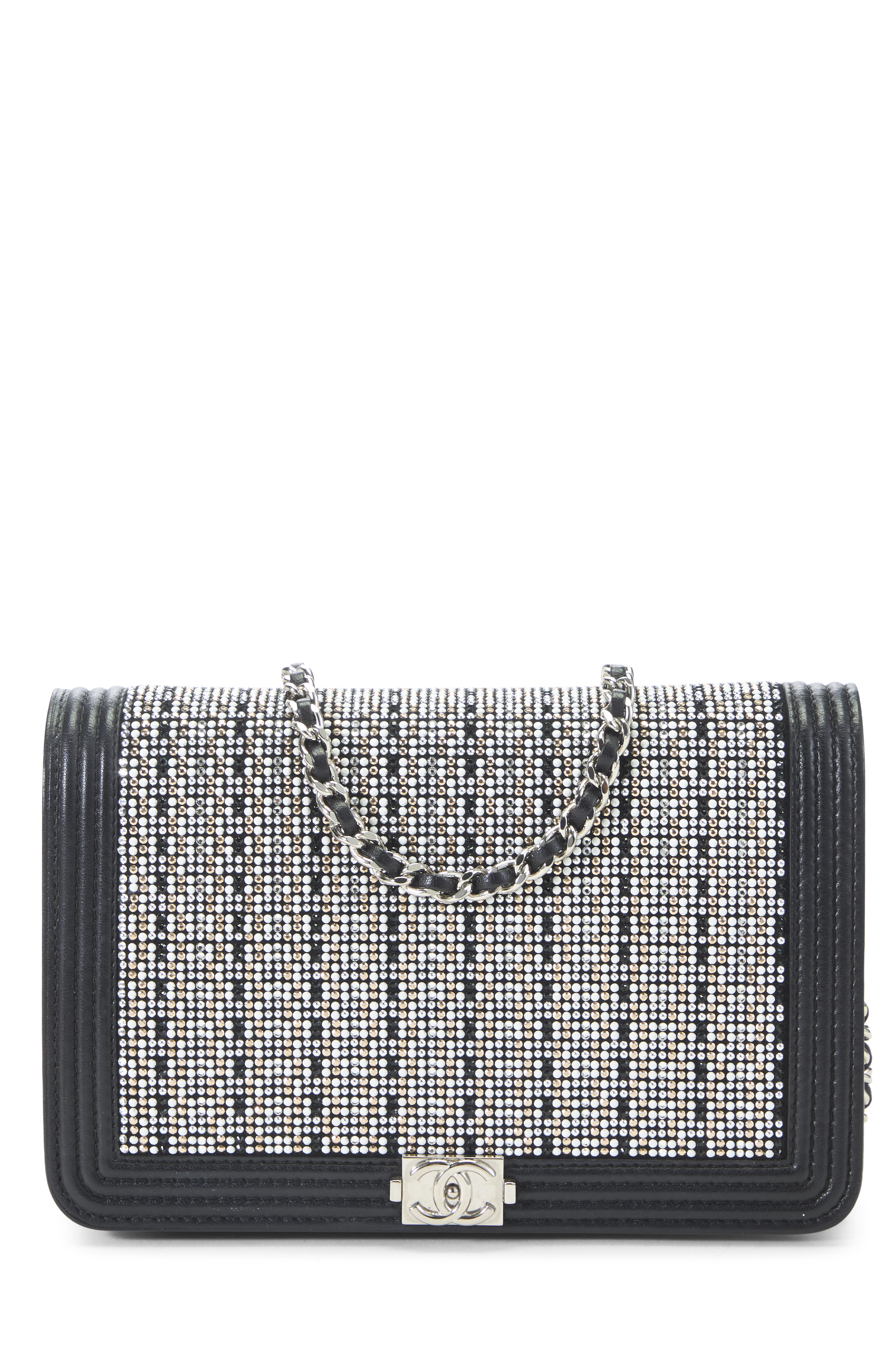 Women's Chanel Black Embellished Boy Wallet on Chain (WOC) in Black