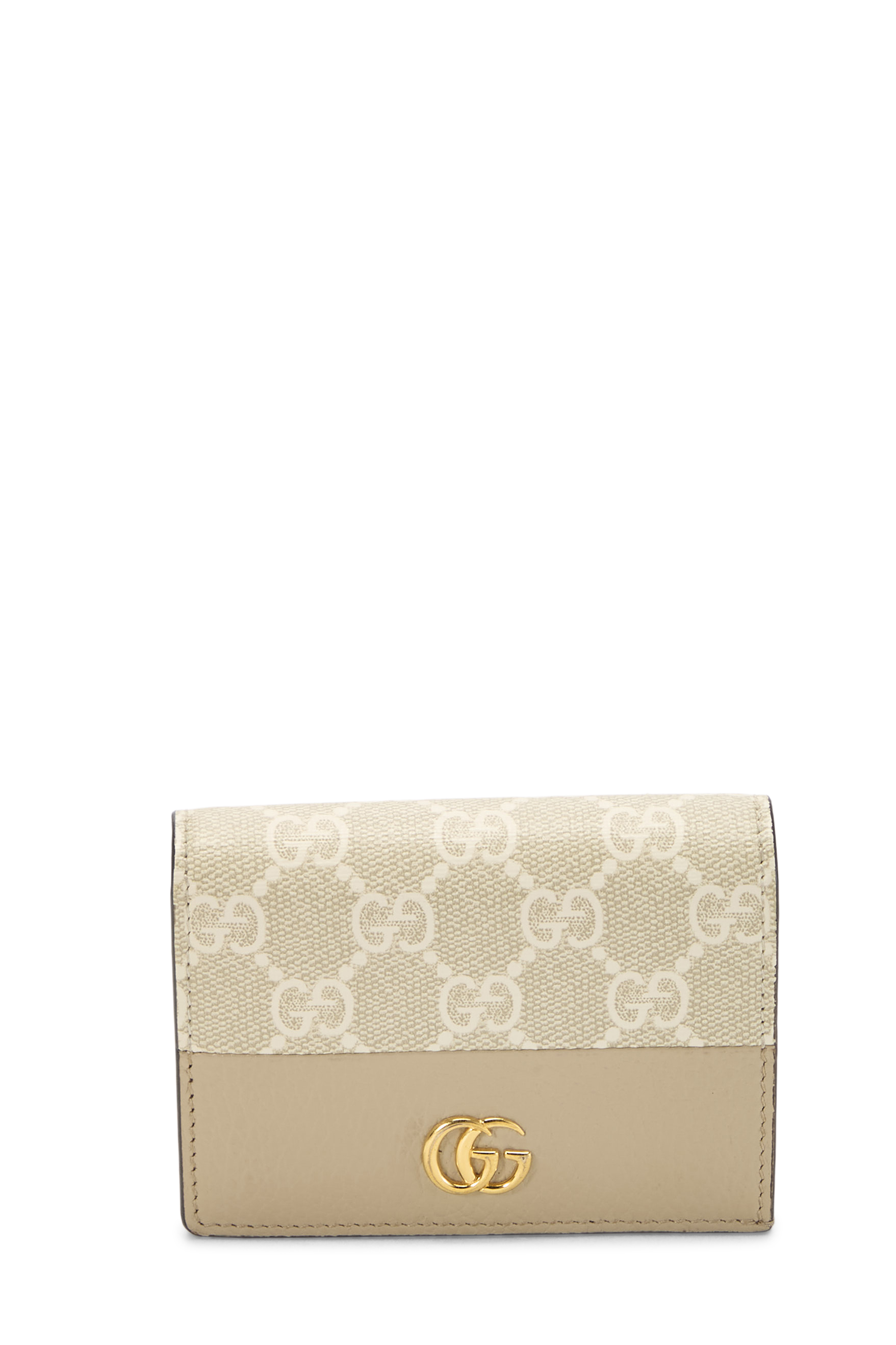 Women's Gucci Beige GG Supreme Canvas Marmont Card Case in White