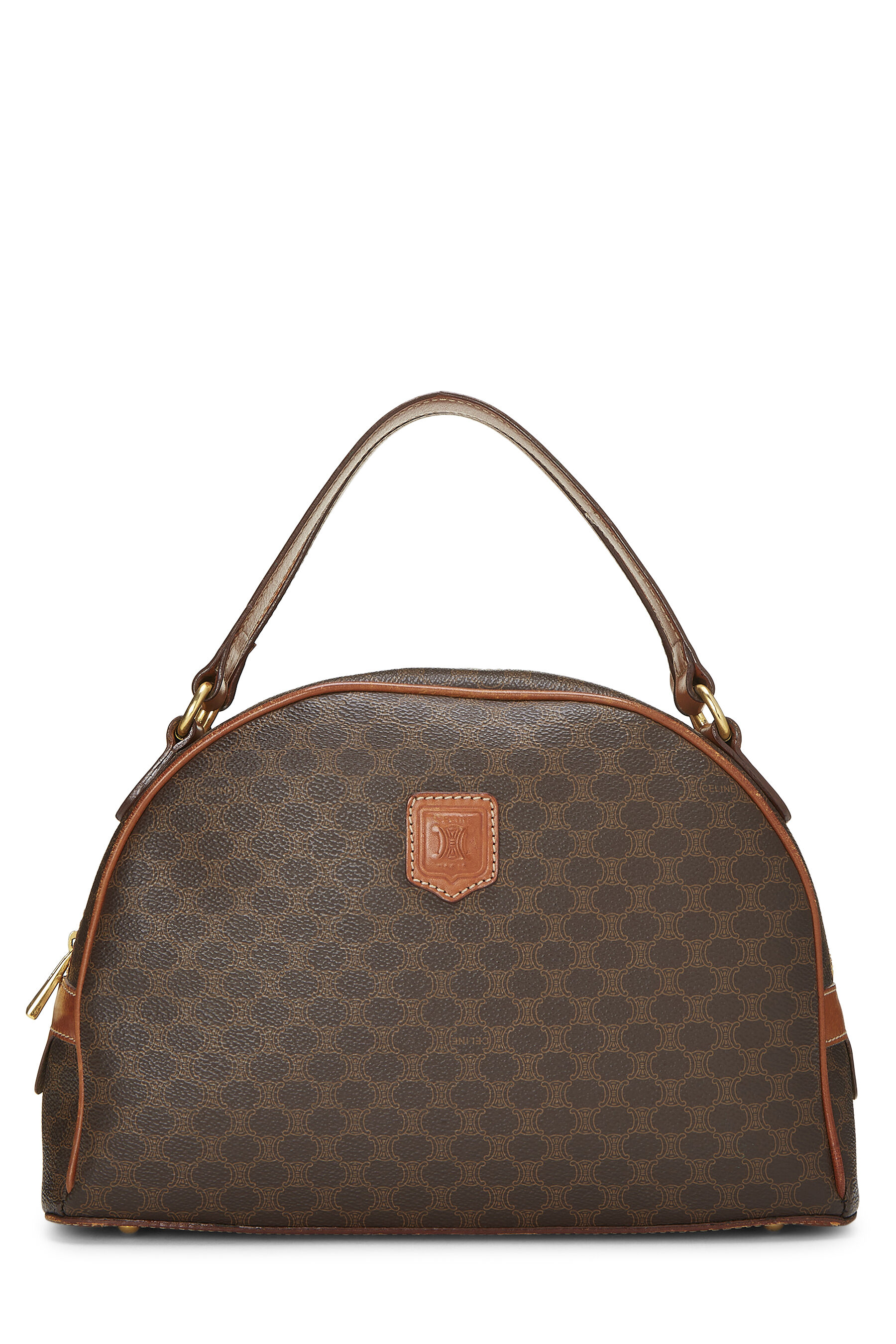 Women's Céline Brown Coated Canvas Macadam Handbag in Brown