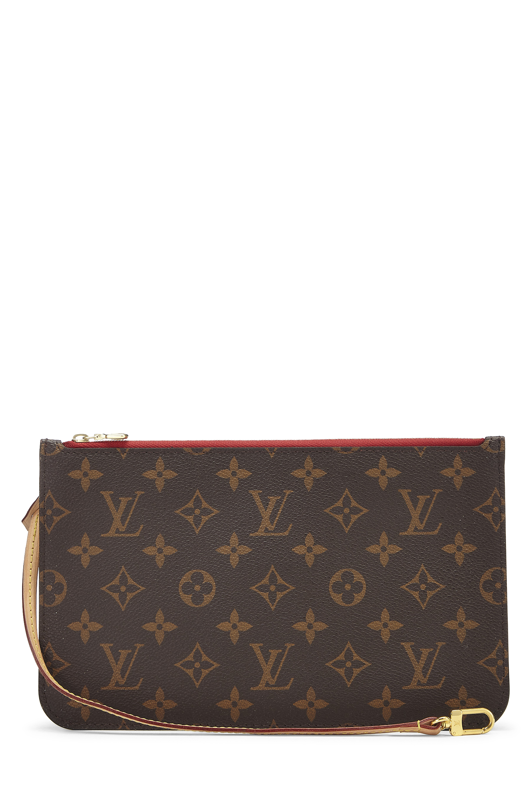 Women's Louis Vuitton Monogram Canvas Neverfull Pouch in Red MM
