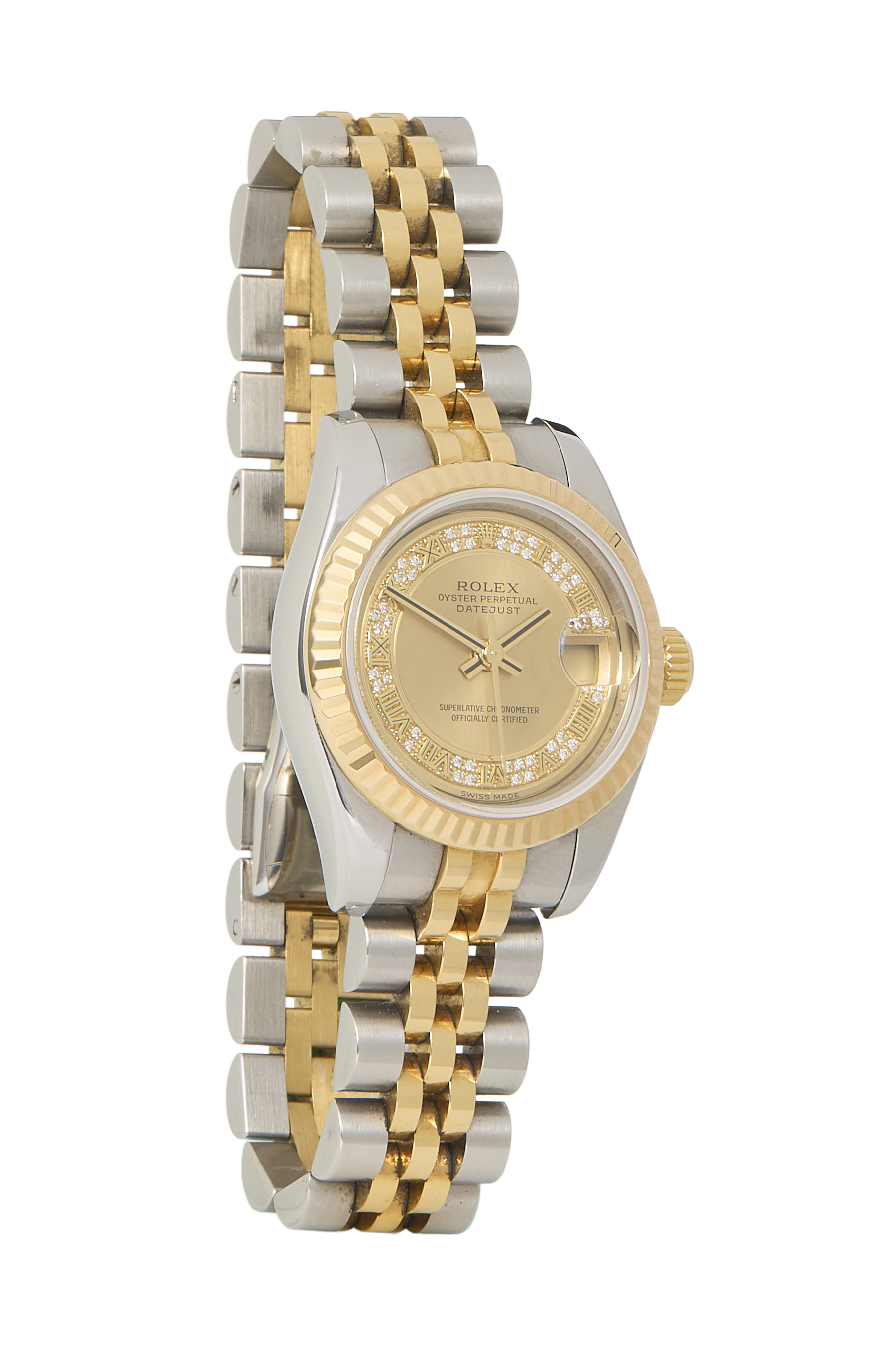Women's Rolex 18K Gold Stainless Steel Pave Diamond Datejust 69178 28mm in Gold