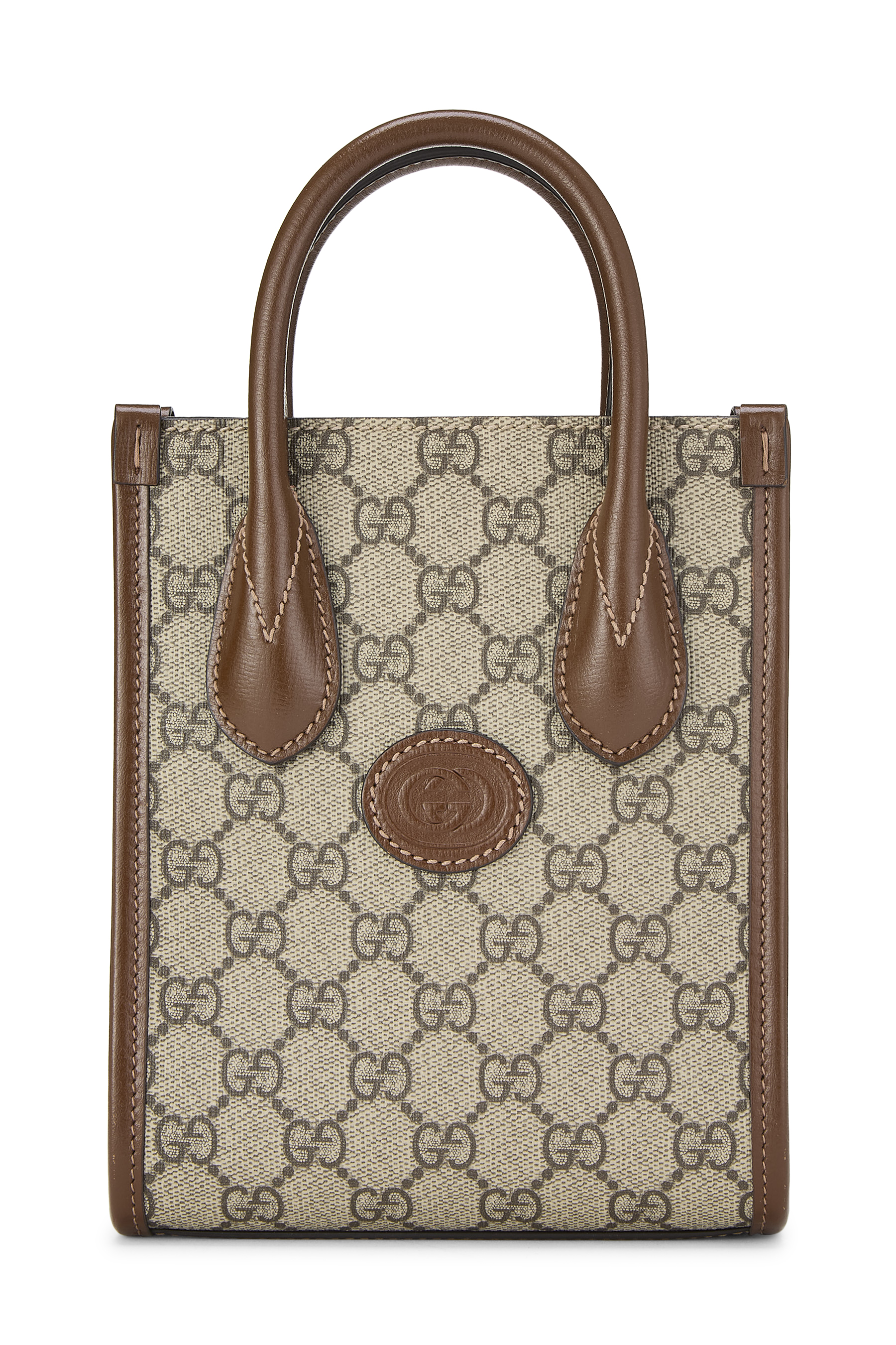Women's Gucci Brown GG Supreme Canvas Interlocking G Tote Mini in Brown Mini