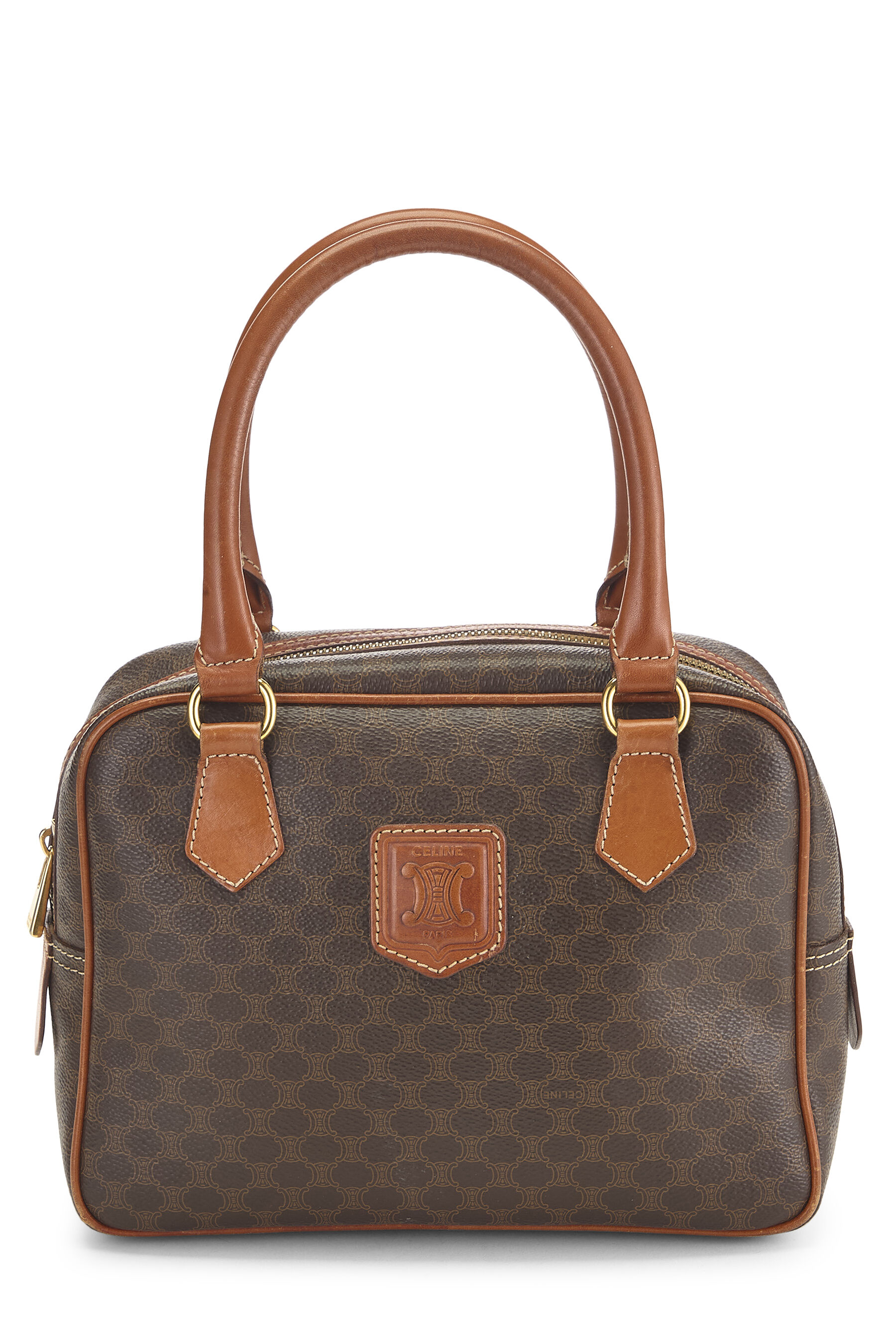 Women's Céline Brown Coated Canvas Macadam Handbag in Brown