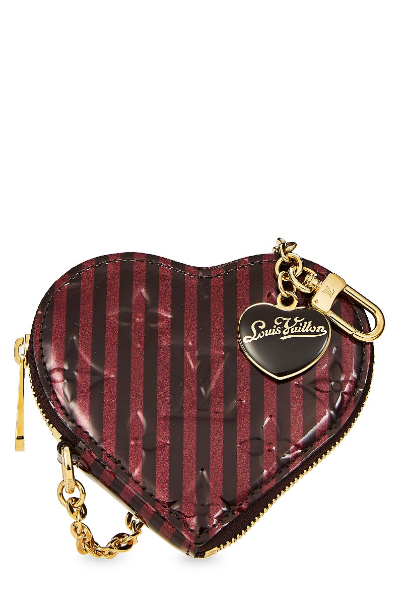 Women's Louis Vuitton Purple Monogram Rayures Vernis Heart Coin Purse in Purple