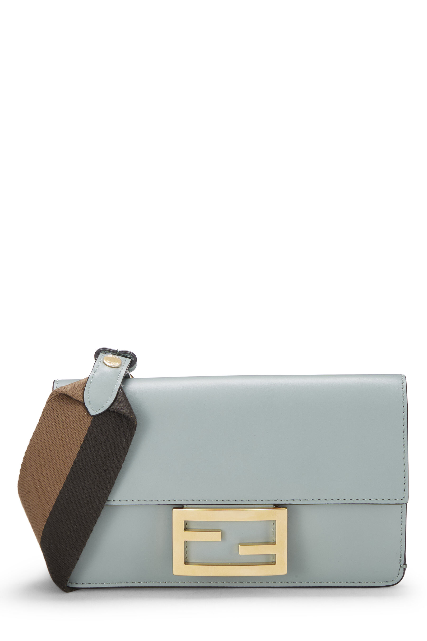 Women's Fendi Green Leather Flat Baguette Bag Mini in Green Mini