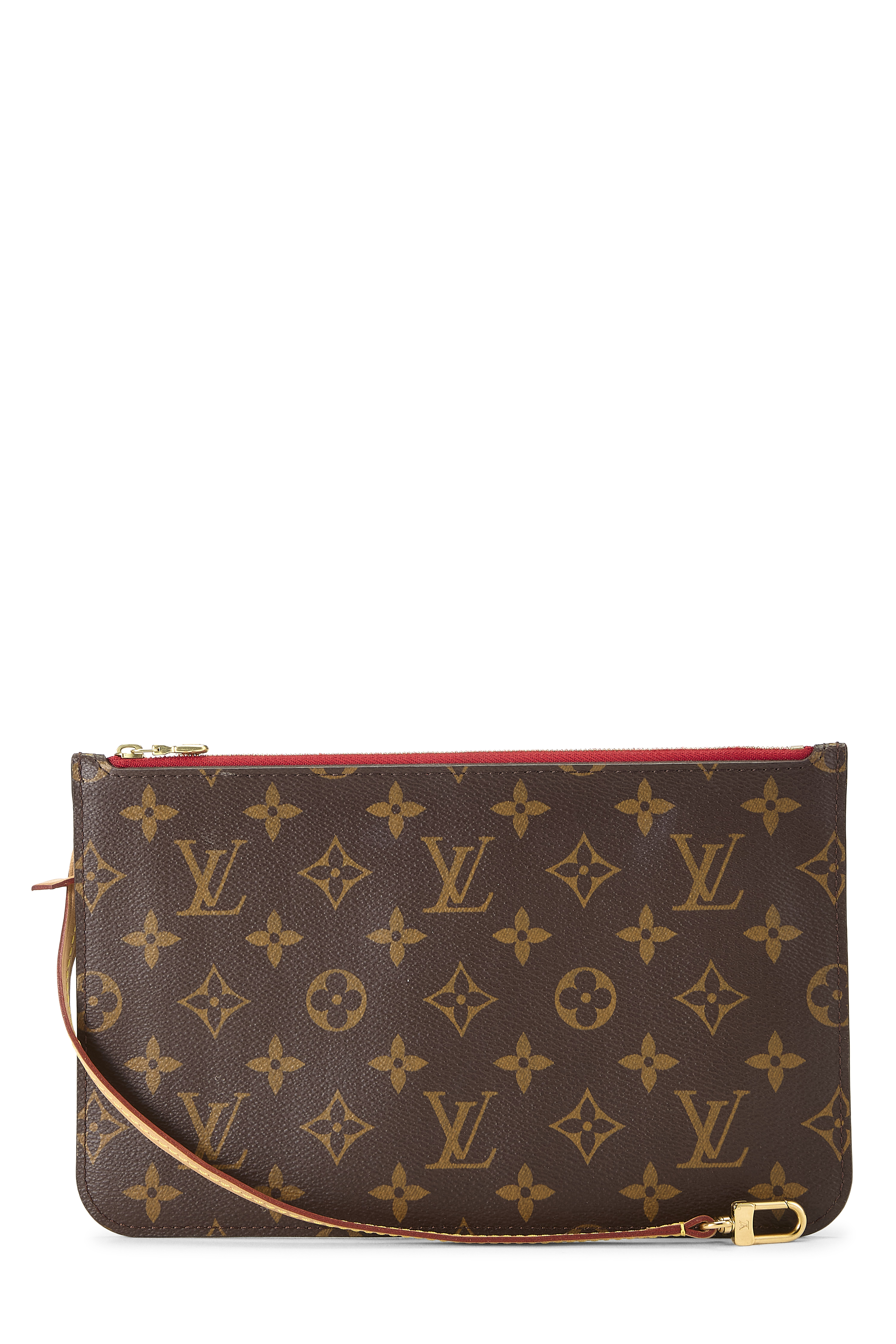 Women's Louis Vuitton Monogram Canvas Neverfull Pouch MM NM in Red MM