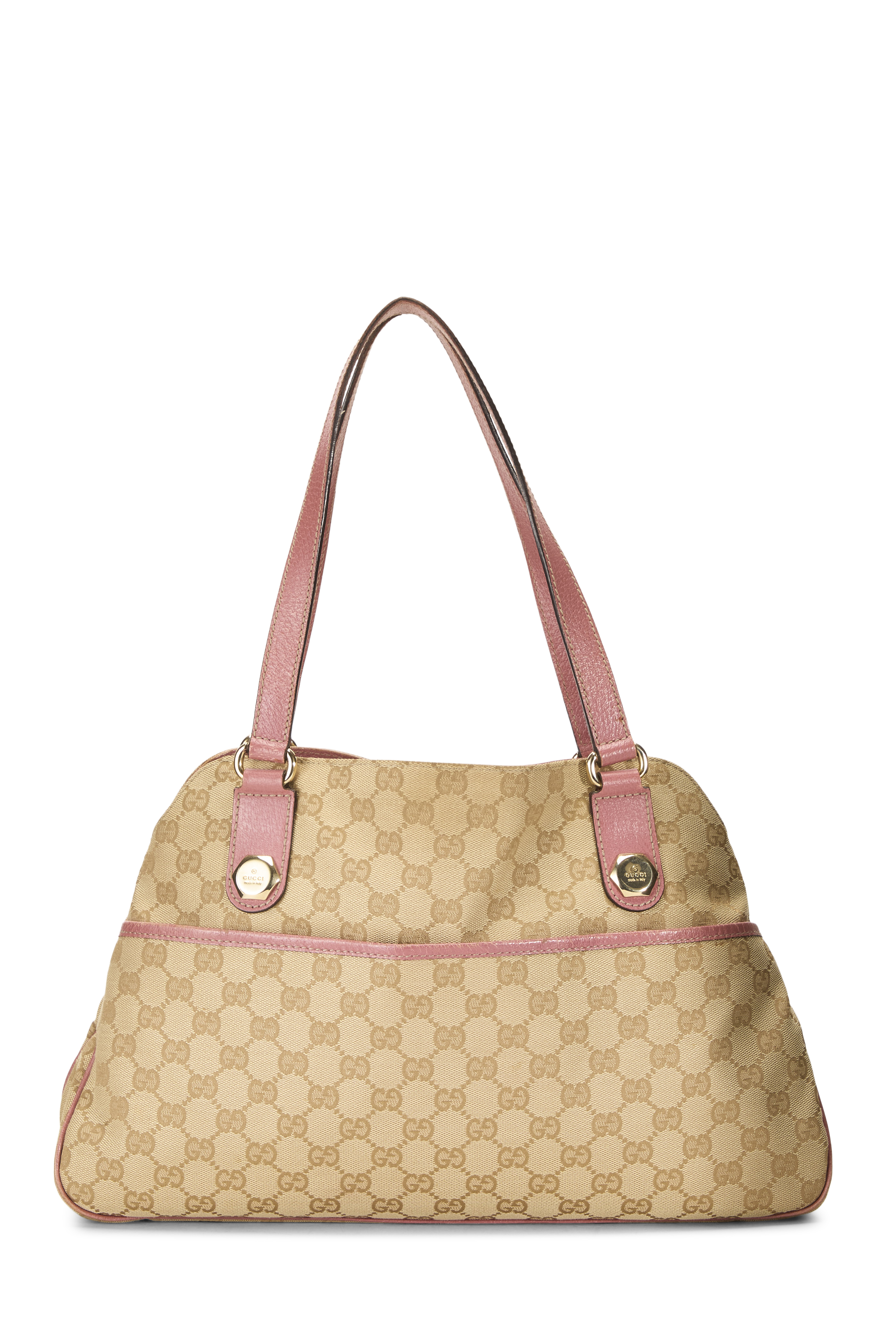 Women's Gucci Pink Original GG Canvas Charmy Pocket Tote Large in Pink Large